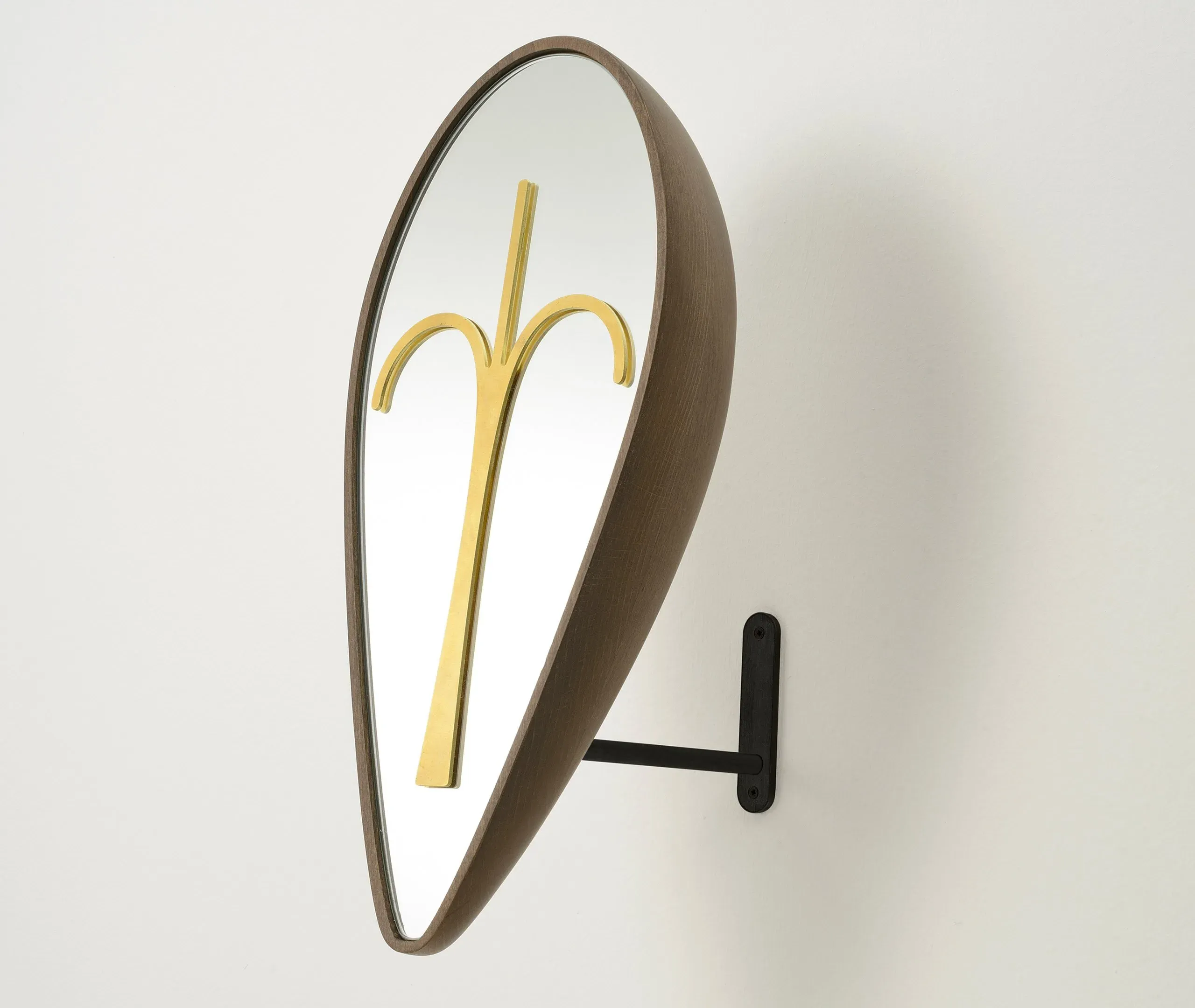 Sculptural Mirror with Stand - Walnut, Wood