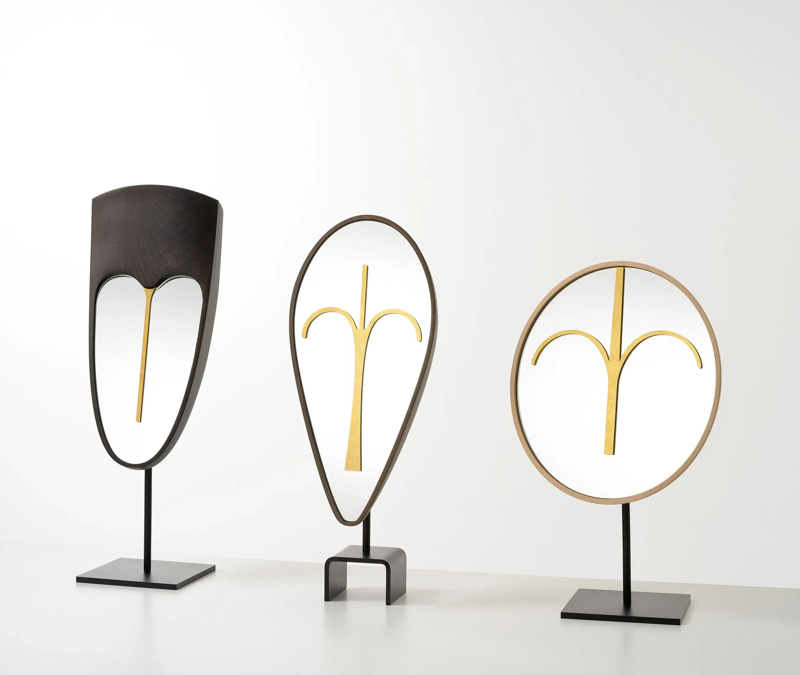 Sculptural Mirror with Stand - Walnut, Wood