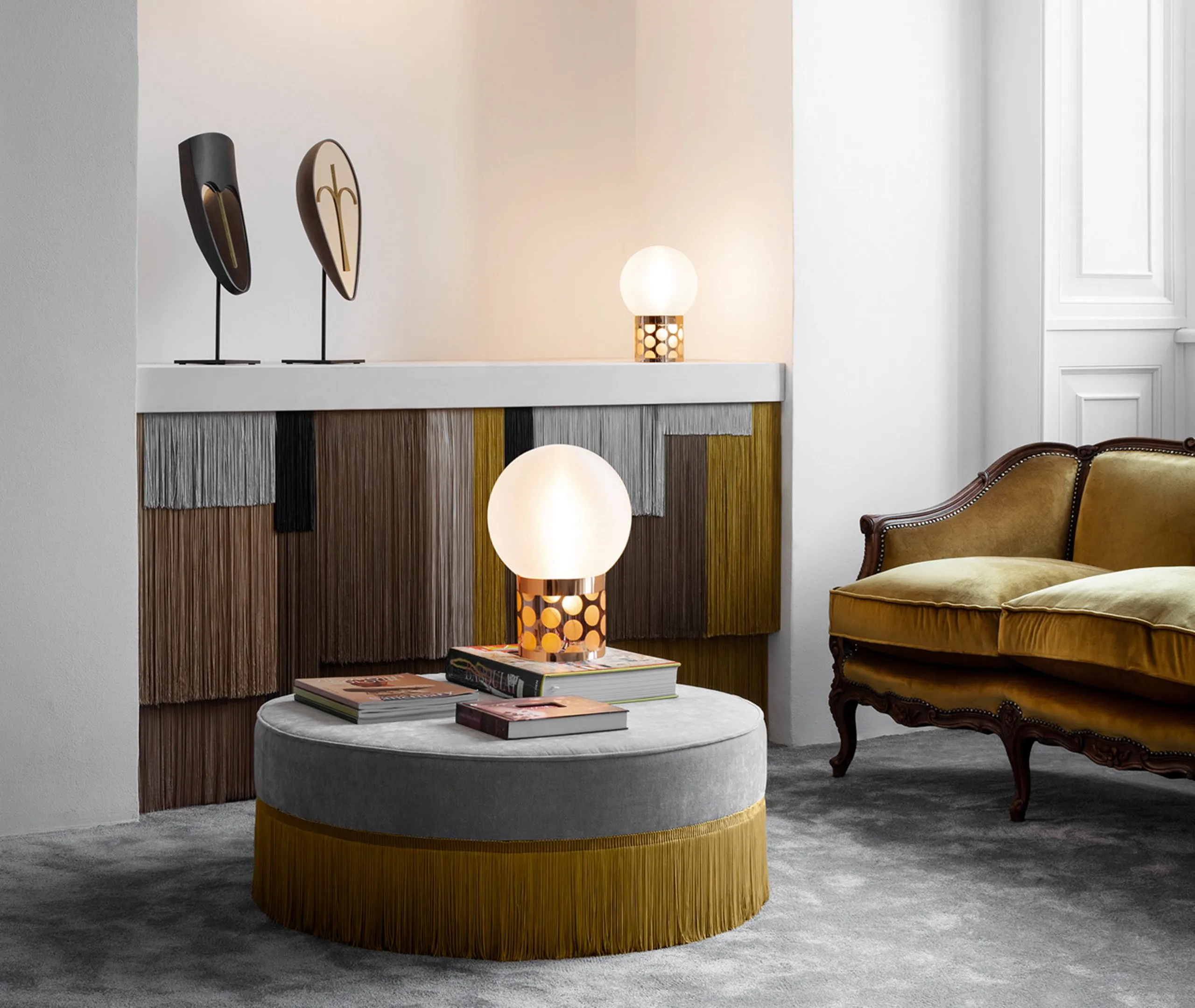Sculptural Mirror with Stand - Walnut, Wood
