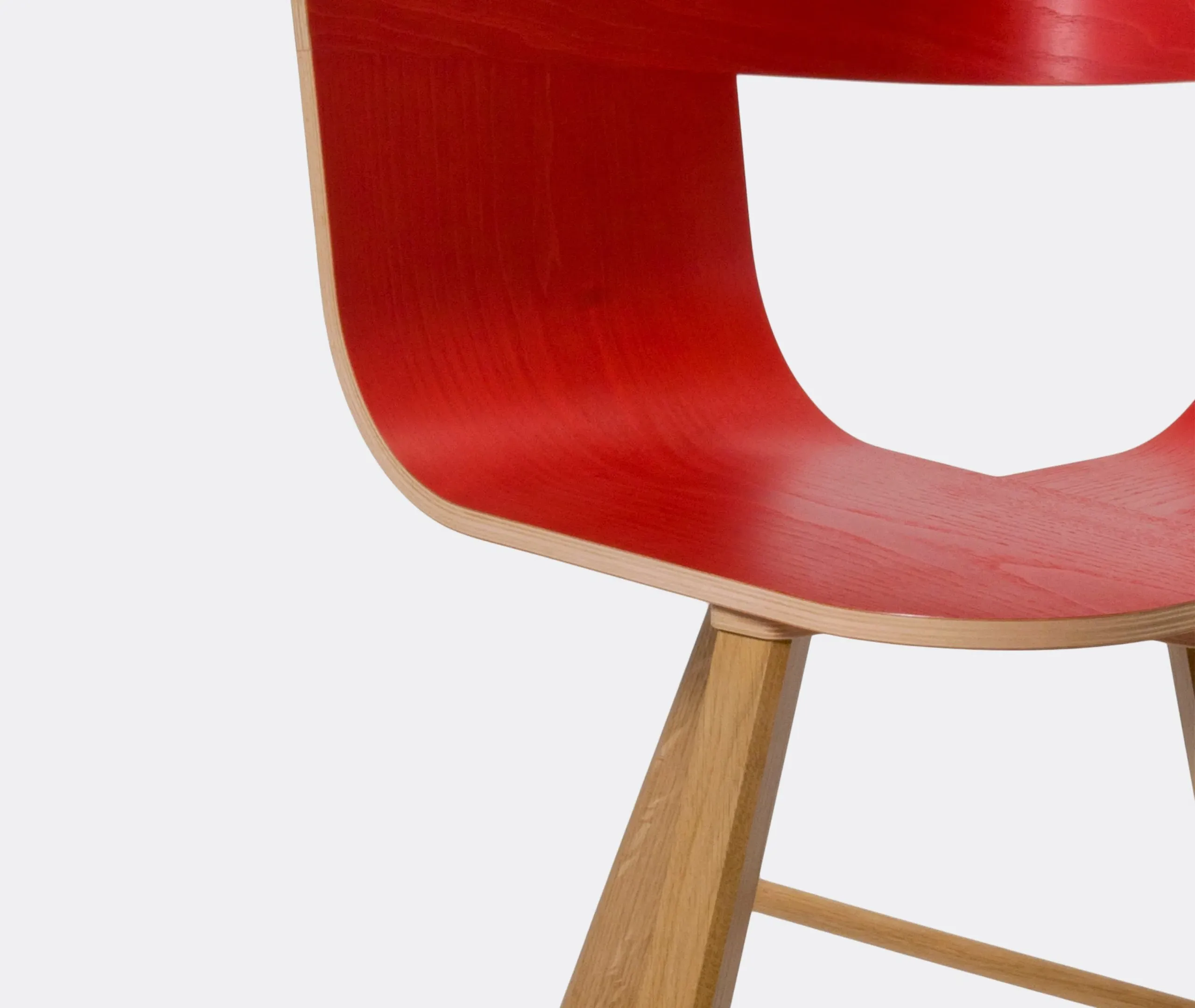 Tria Chair with Ribbon Backrest - Red, Ash Wood