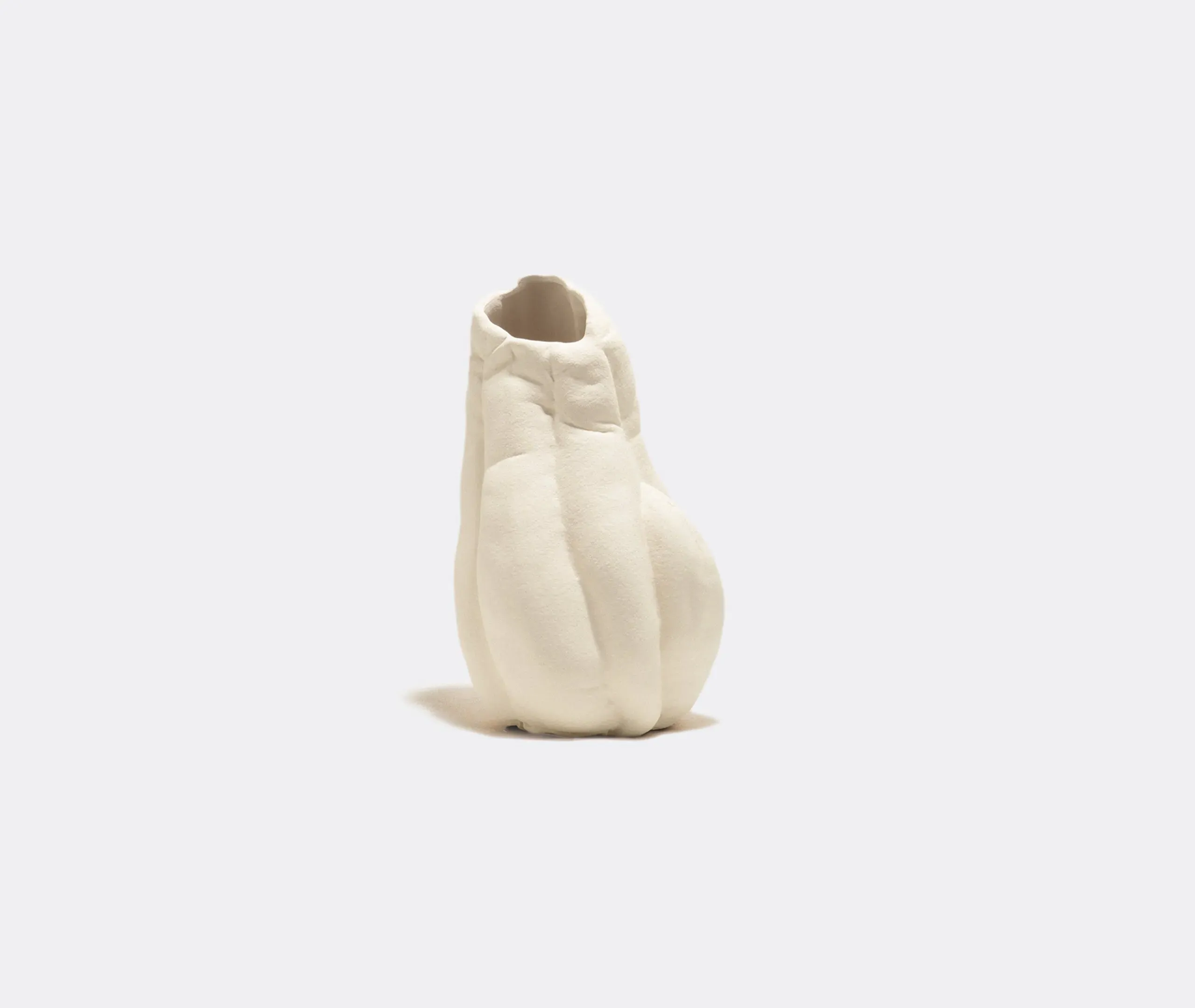 Curved Vase with Fold Design - White, Ceramic image