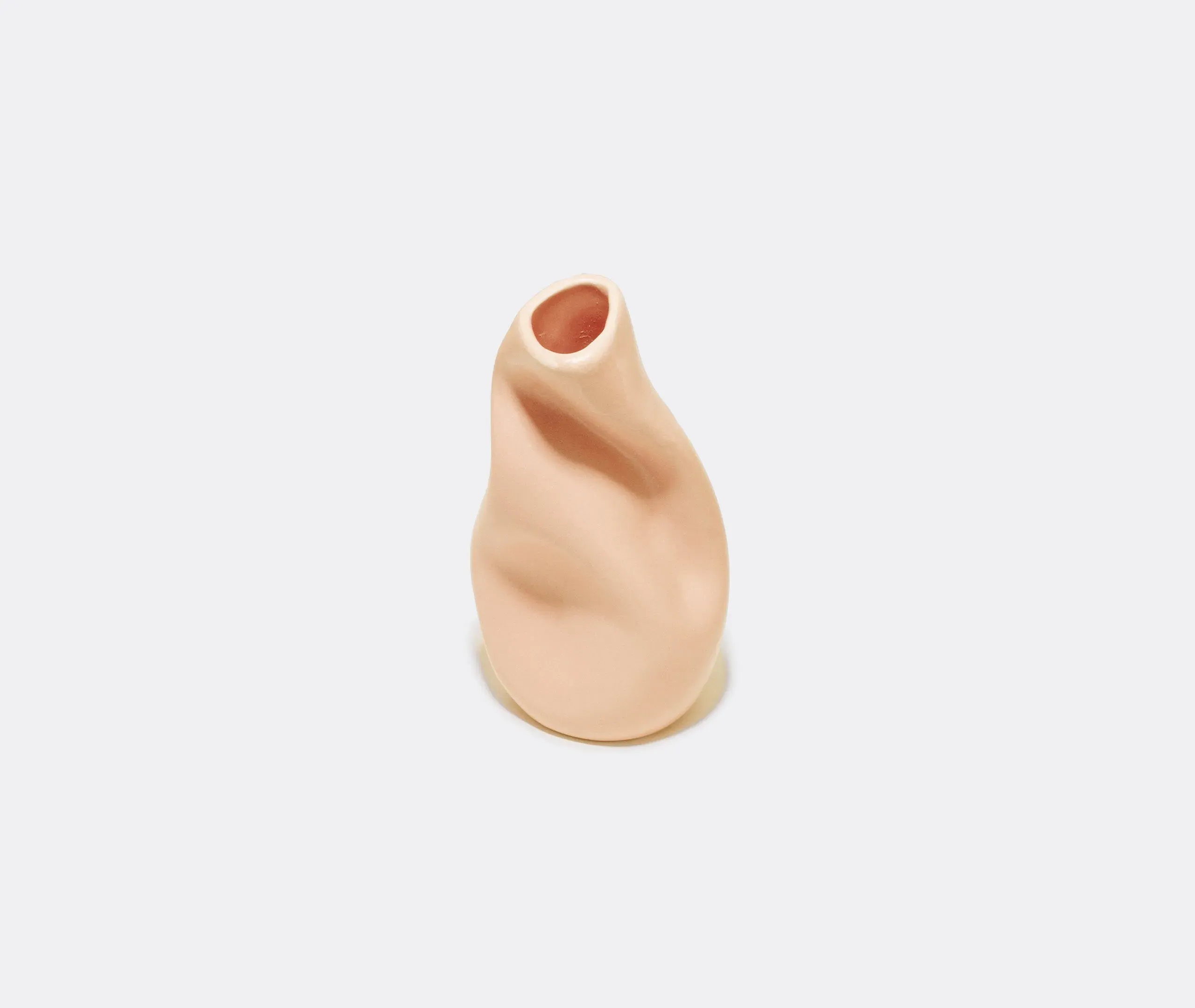 Sculptural Vase with Flowing Form - Peach, Ceramic