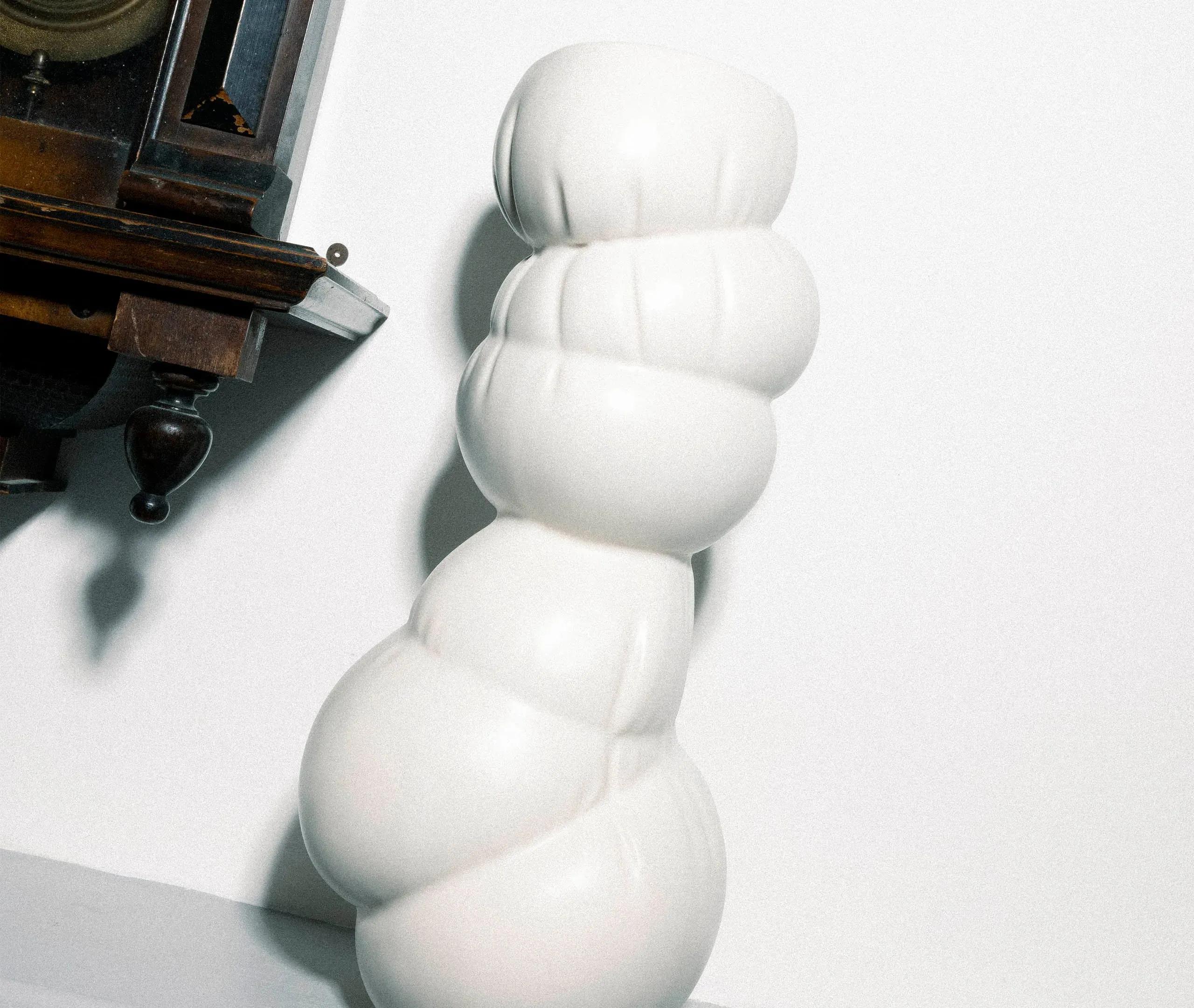 Squish Squash Tall Vase - White, Ceramic