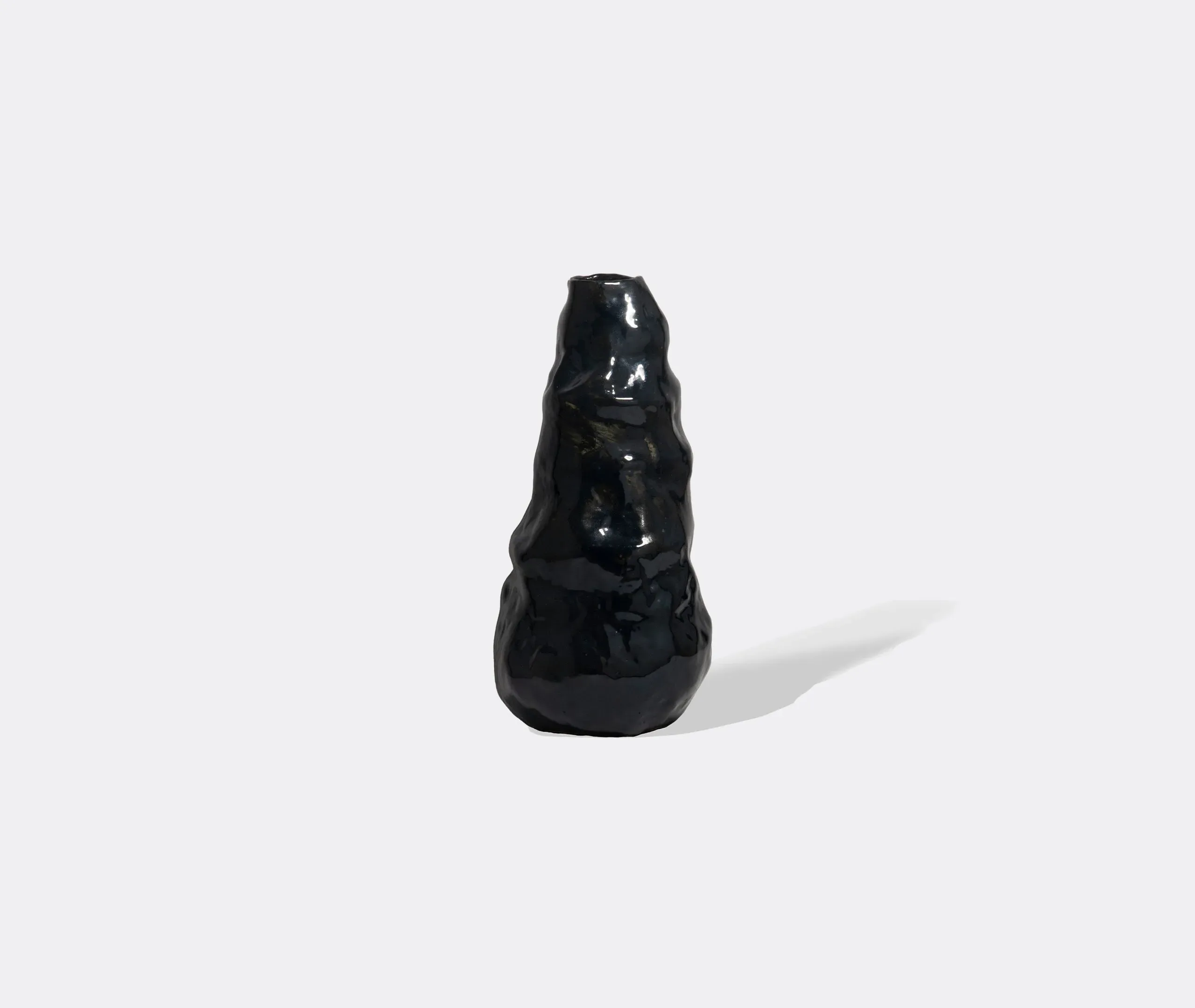 Tall Vase with Textured Surface - Black, Ceramic