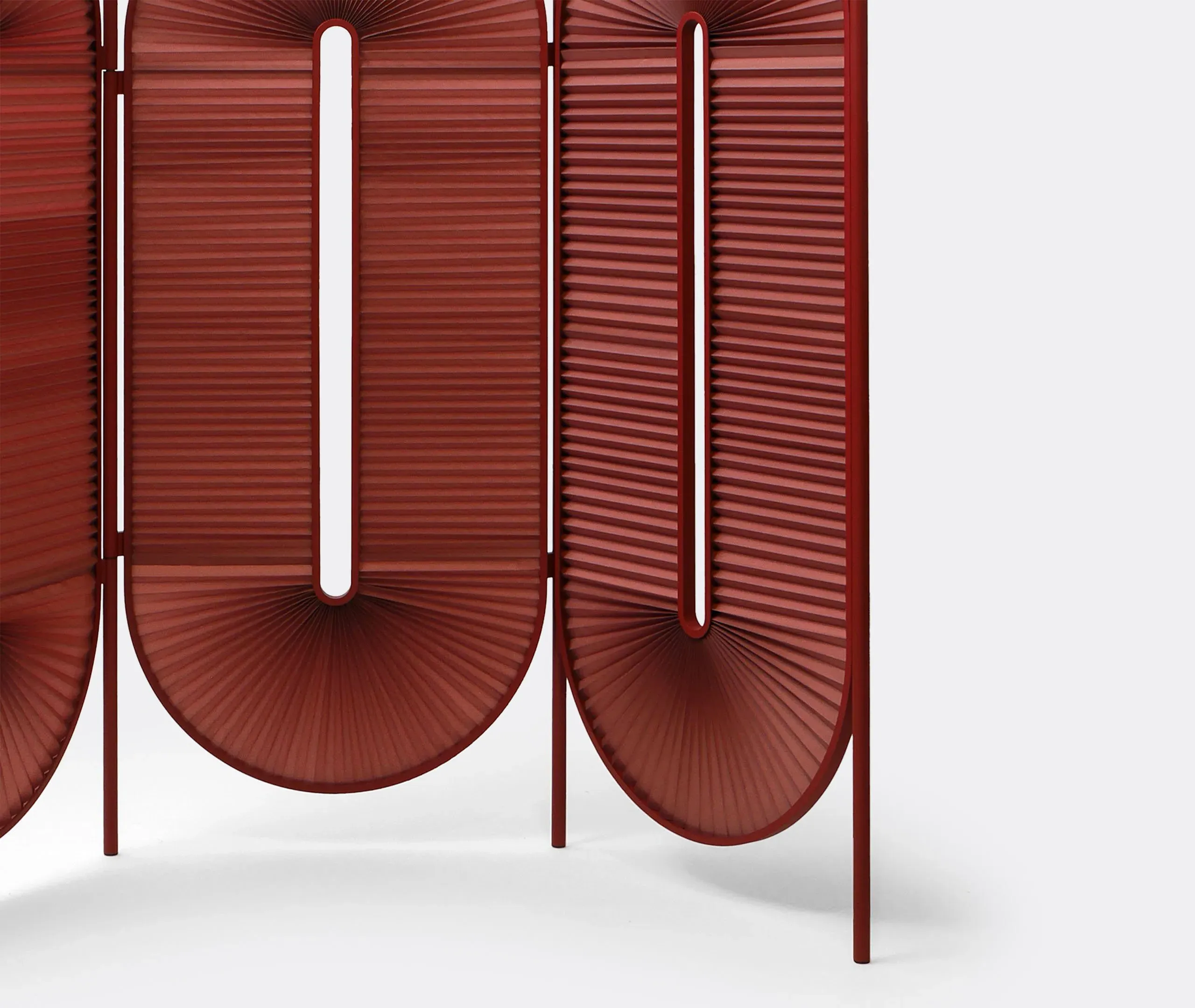 Folding Room Divider Screen - Bordeaux, Steel