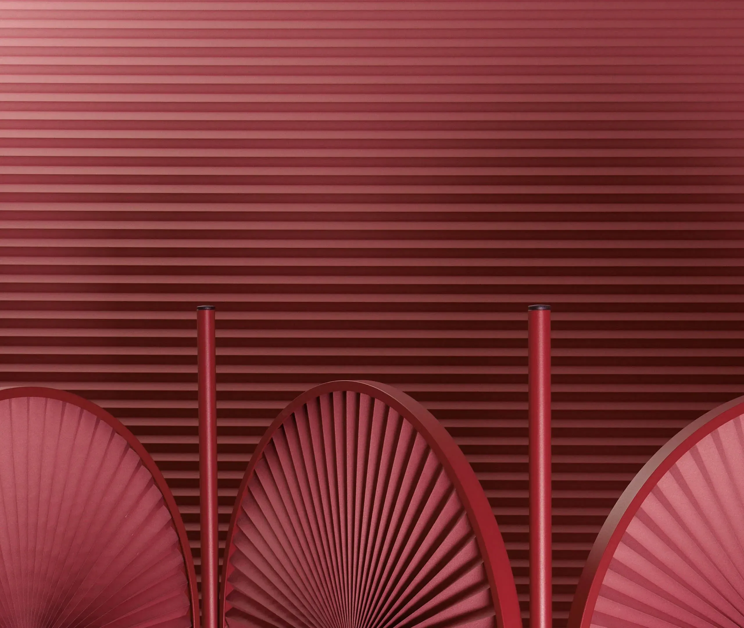 Folding Room Divider Screen - Bordeaux, Steel