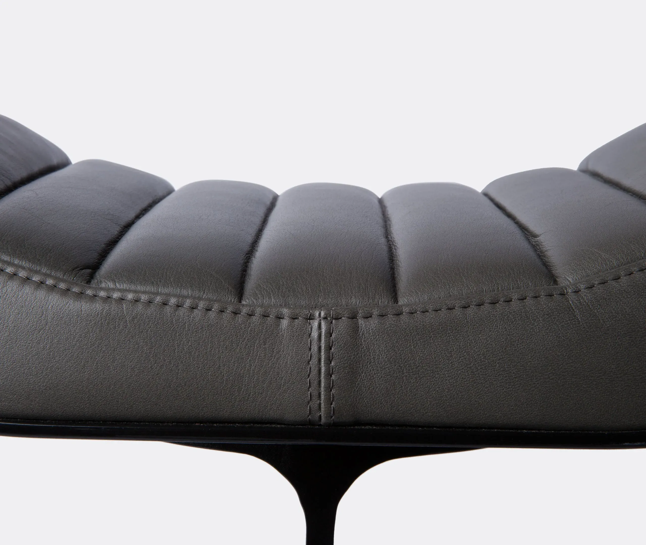 Hea Stool with T-Beam Design - Black, Leather