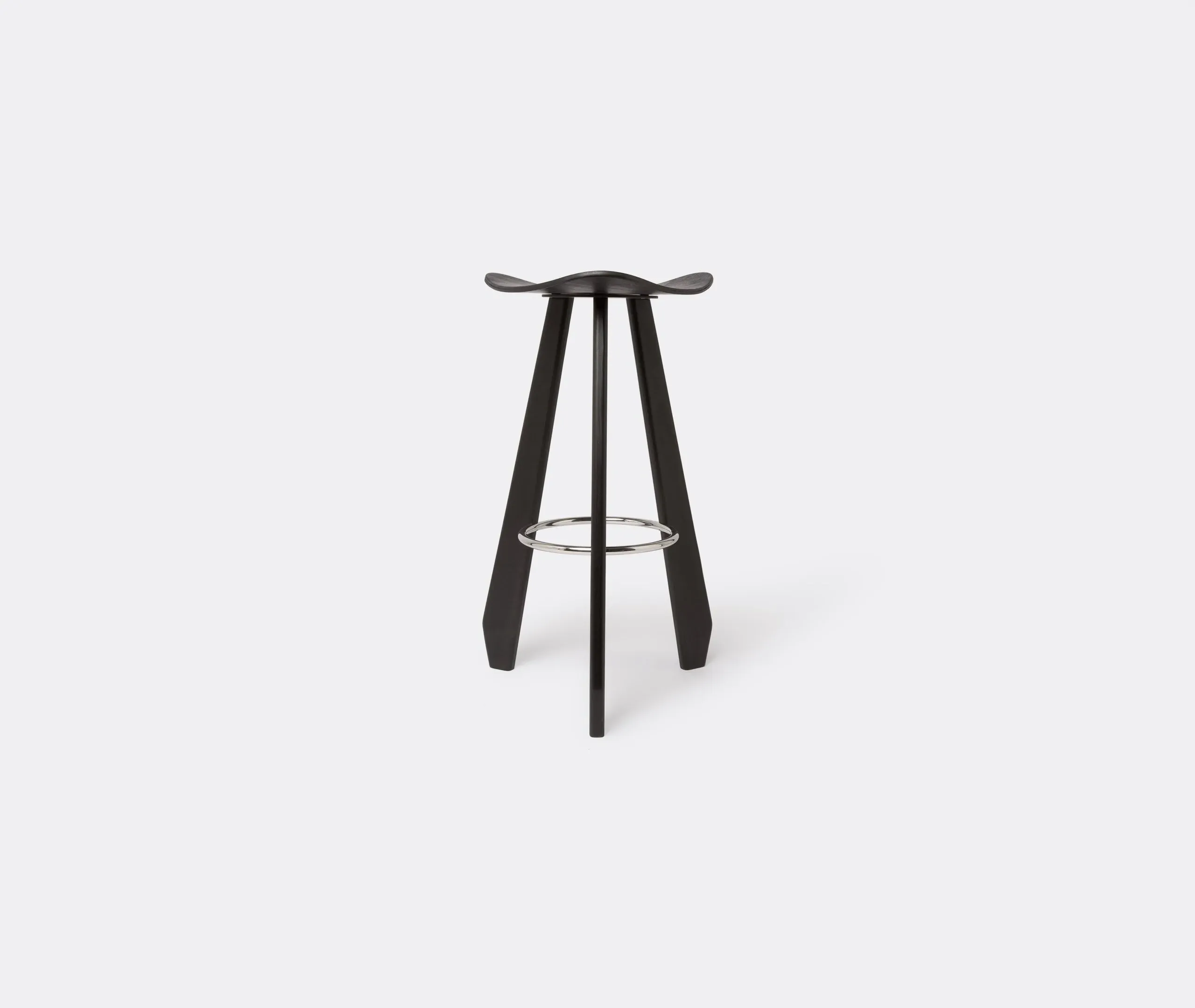 Large Stool with Footrest - Anthracite, Beech
