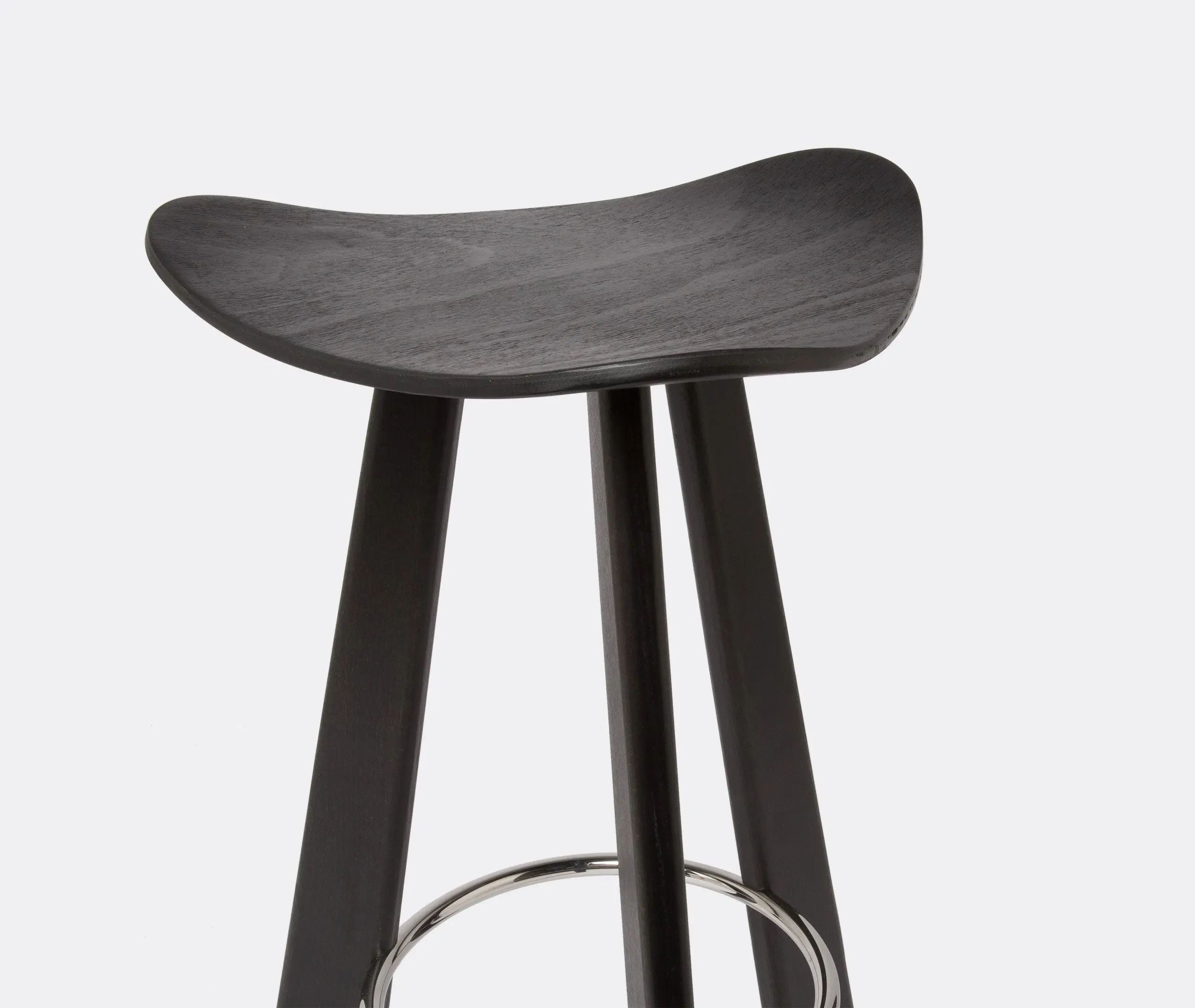 Large Stool with Footrest - Anthracite, Beech