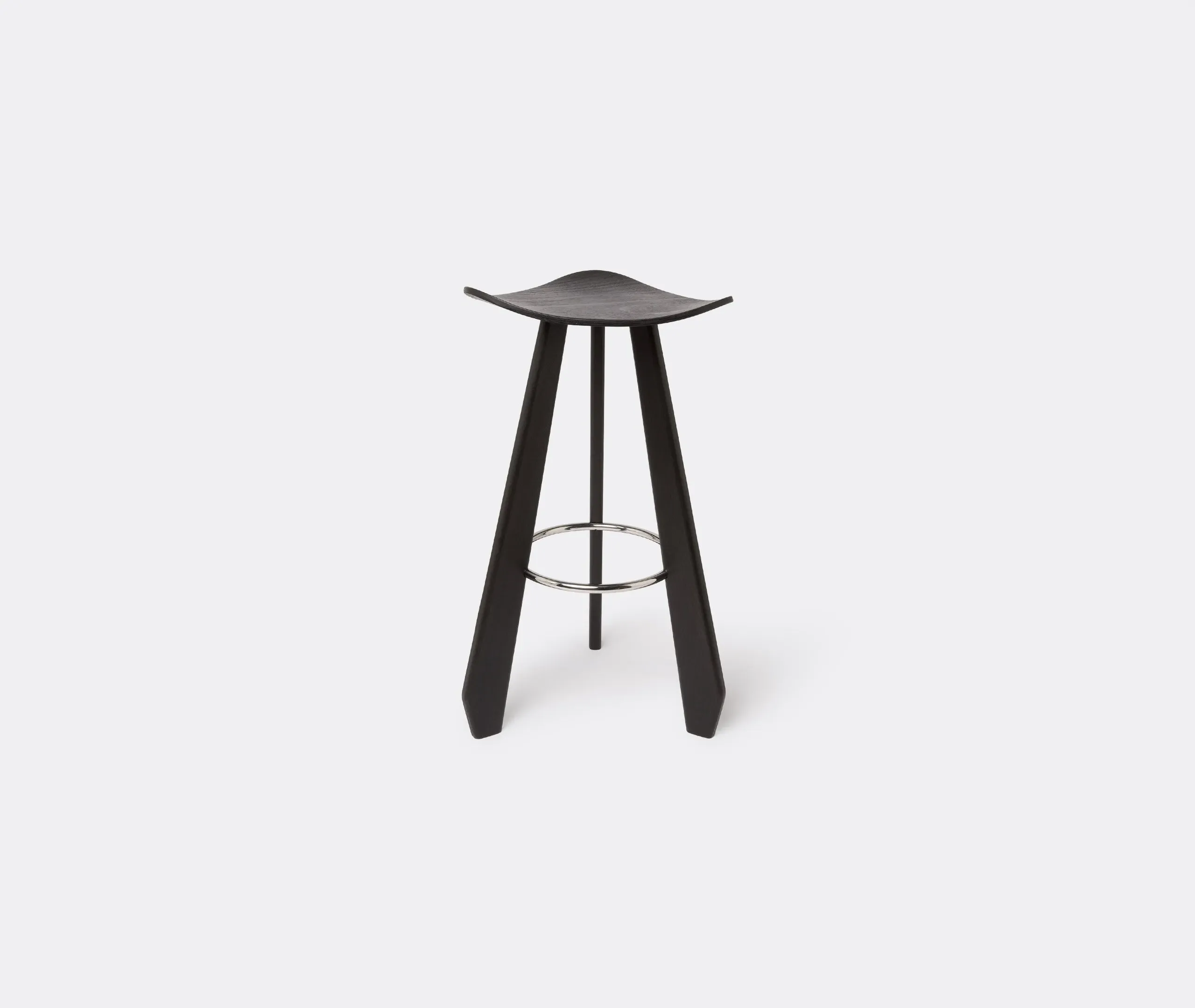 Large Stool with Footrest - Anthracite, Beech