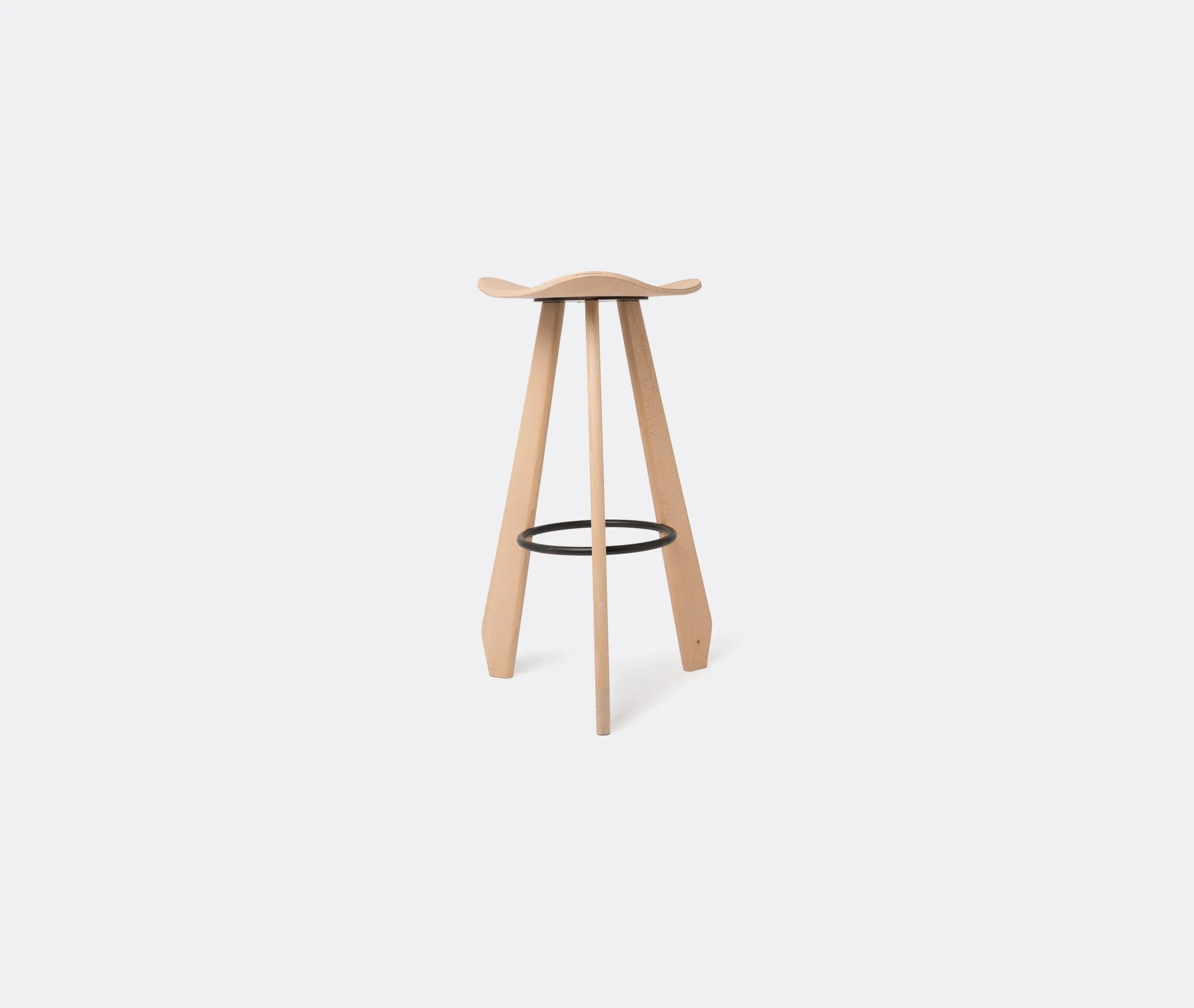 Large Stool with Footrest - Natural, Beech