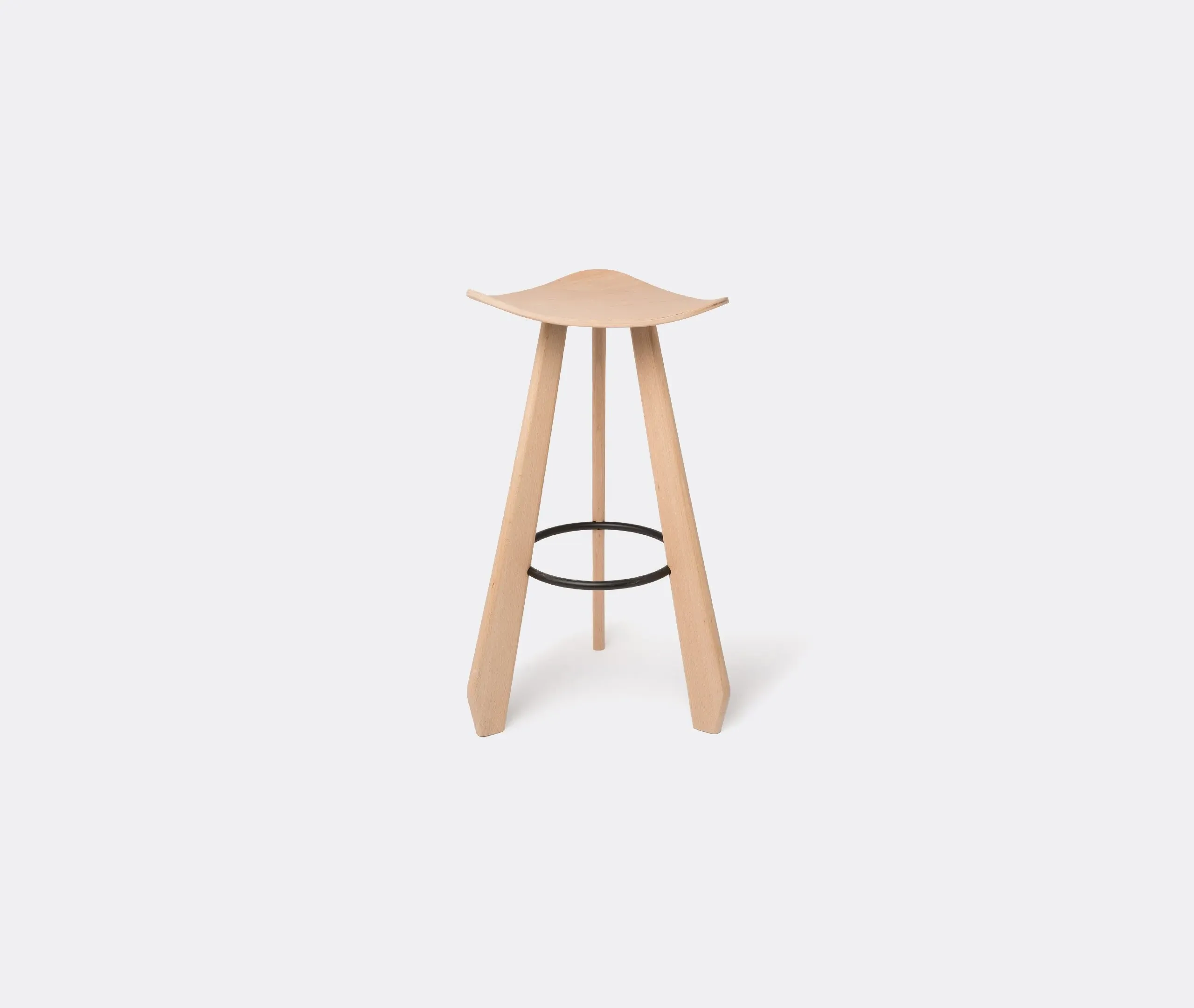 Large Stool with Footrest - Natural, Beech