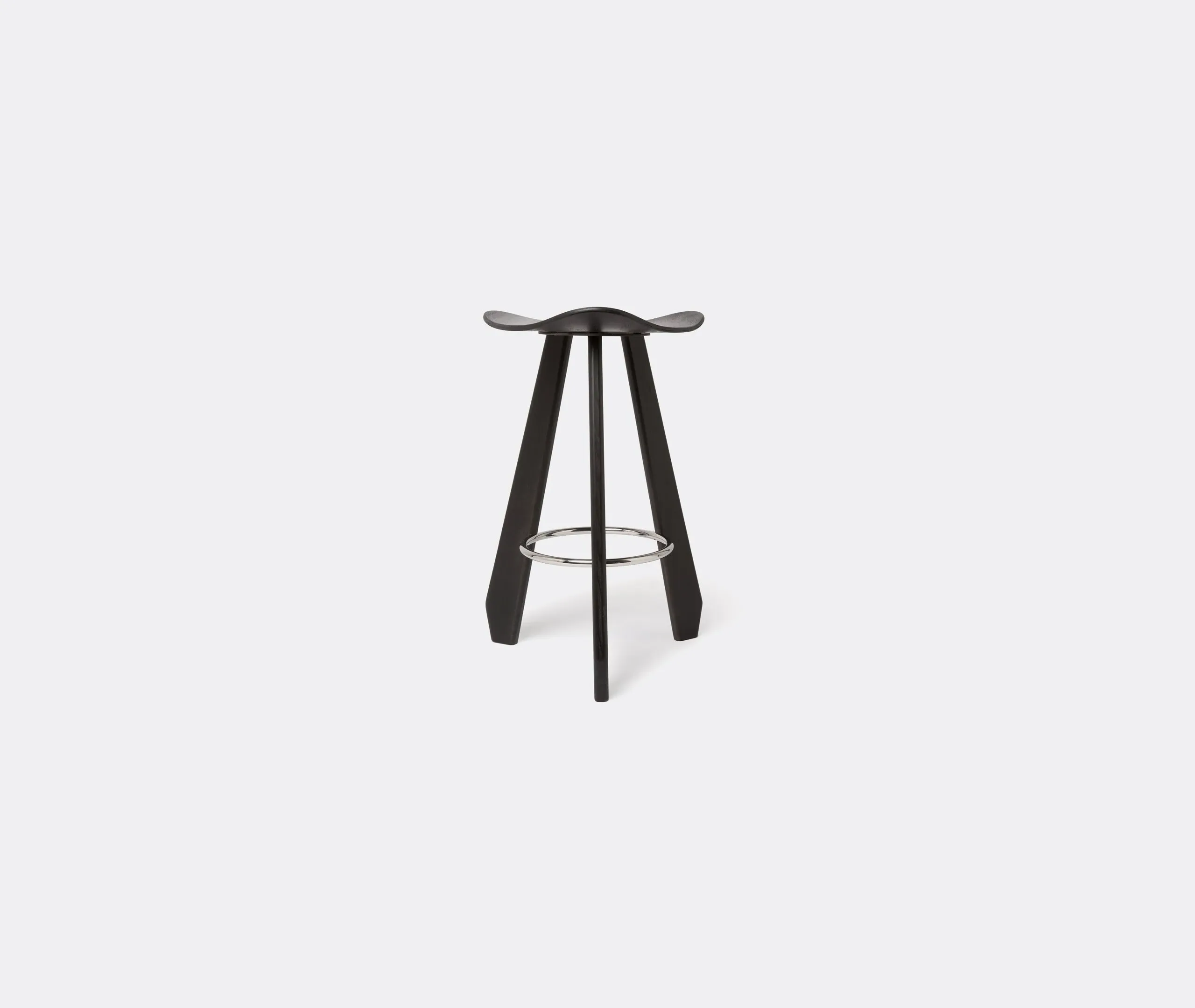 Small Stool with Footrest - Anthracite, Beech