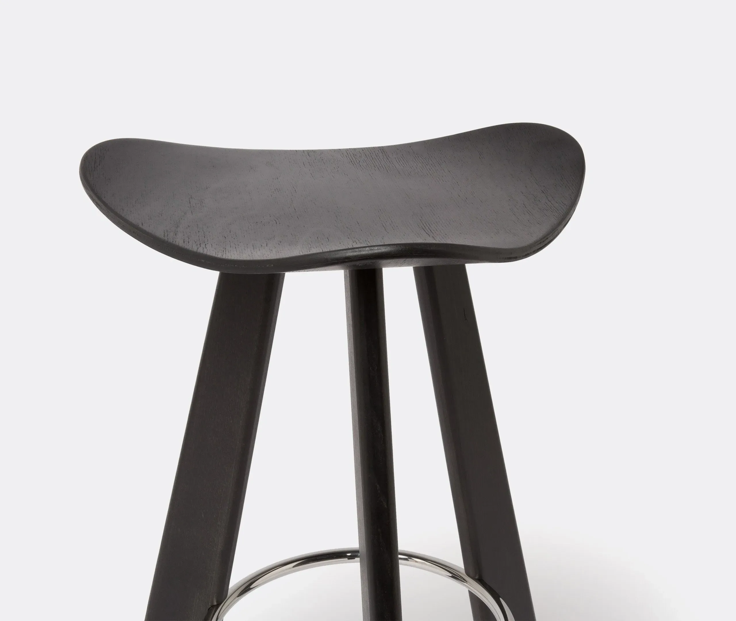Small Stool with Footrest - Anthracite, Beech