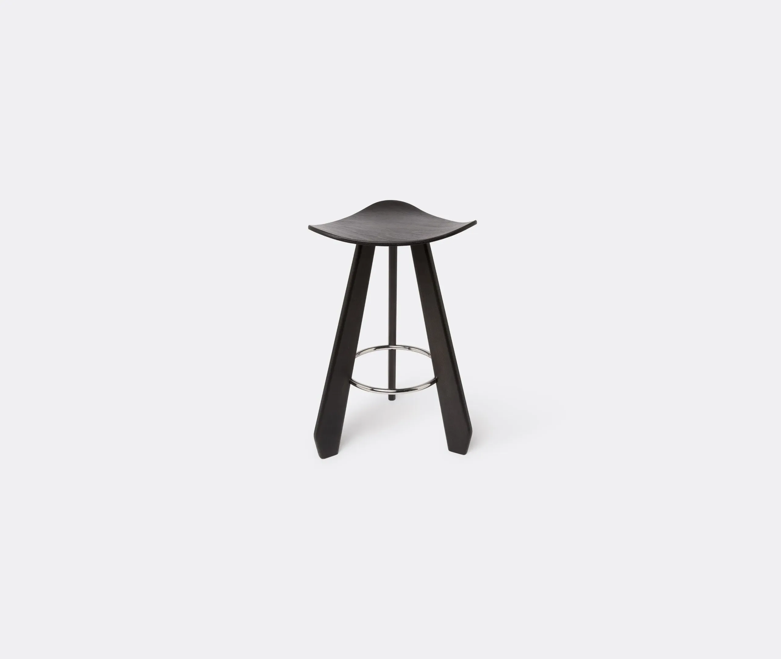 Small Stool with Footrest - Anthracite, Beech image