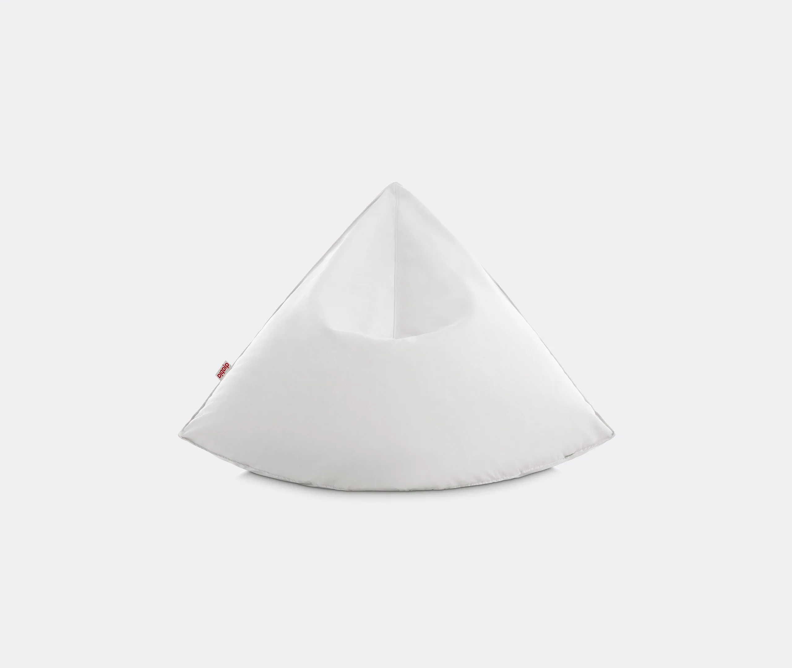 Round Pouf with Beads - White, Fabric