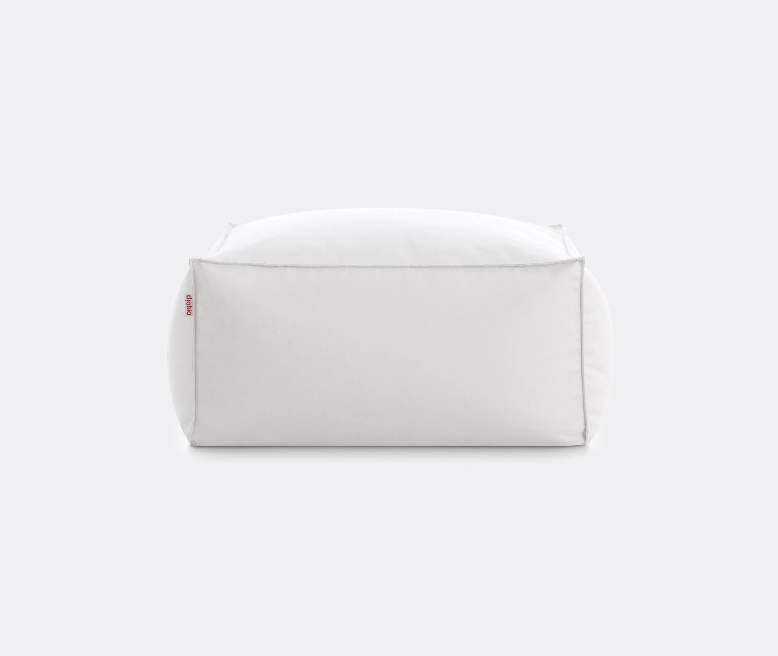 Square Pouf with Beads - White, Fabric