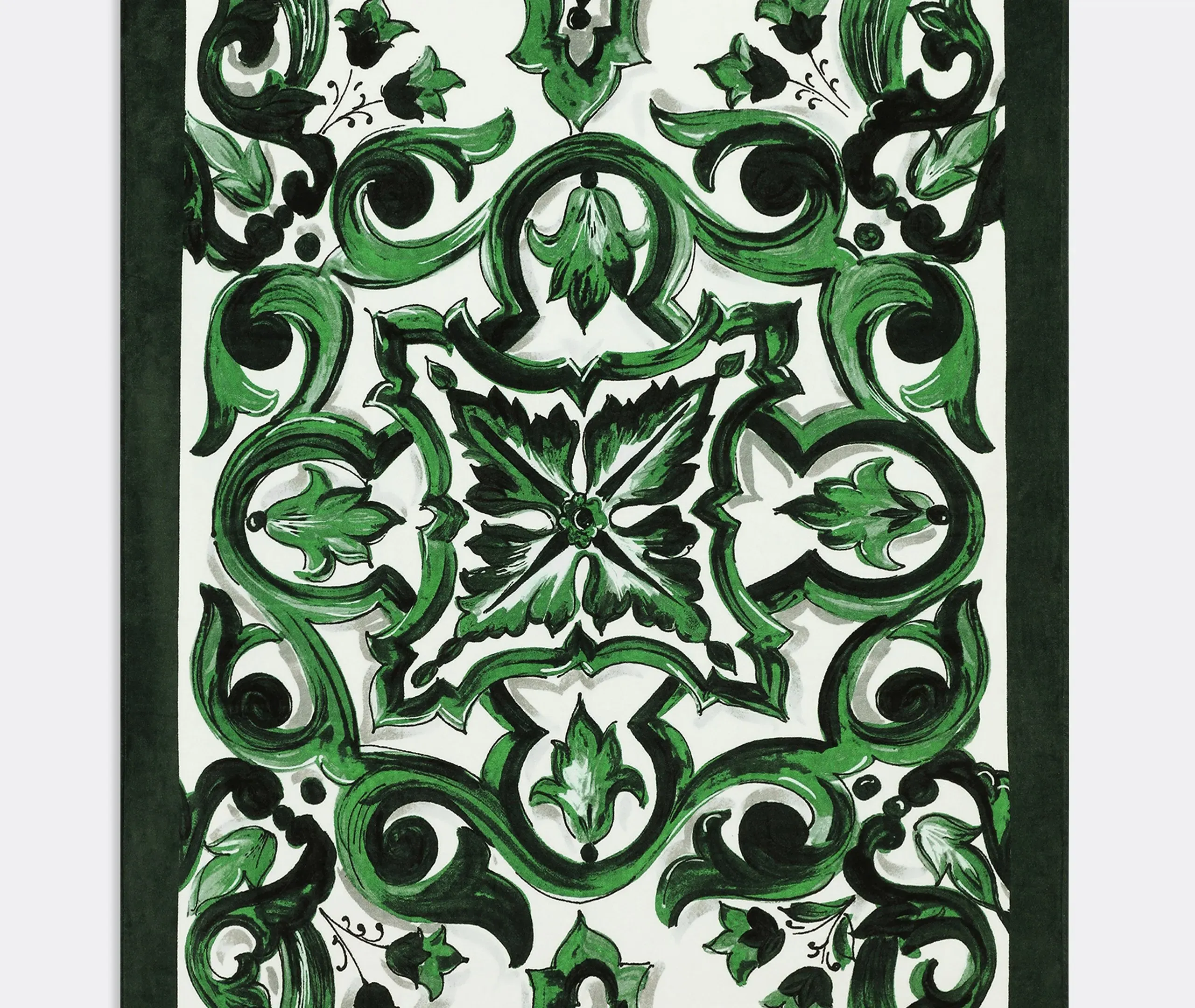 Beach Towel with Maiolica Print - Green