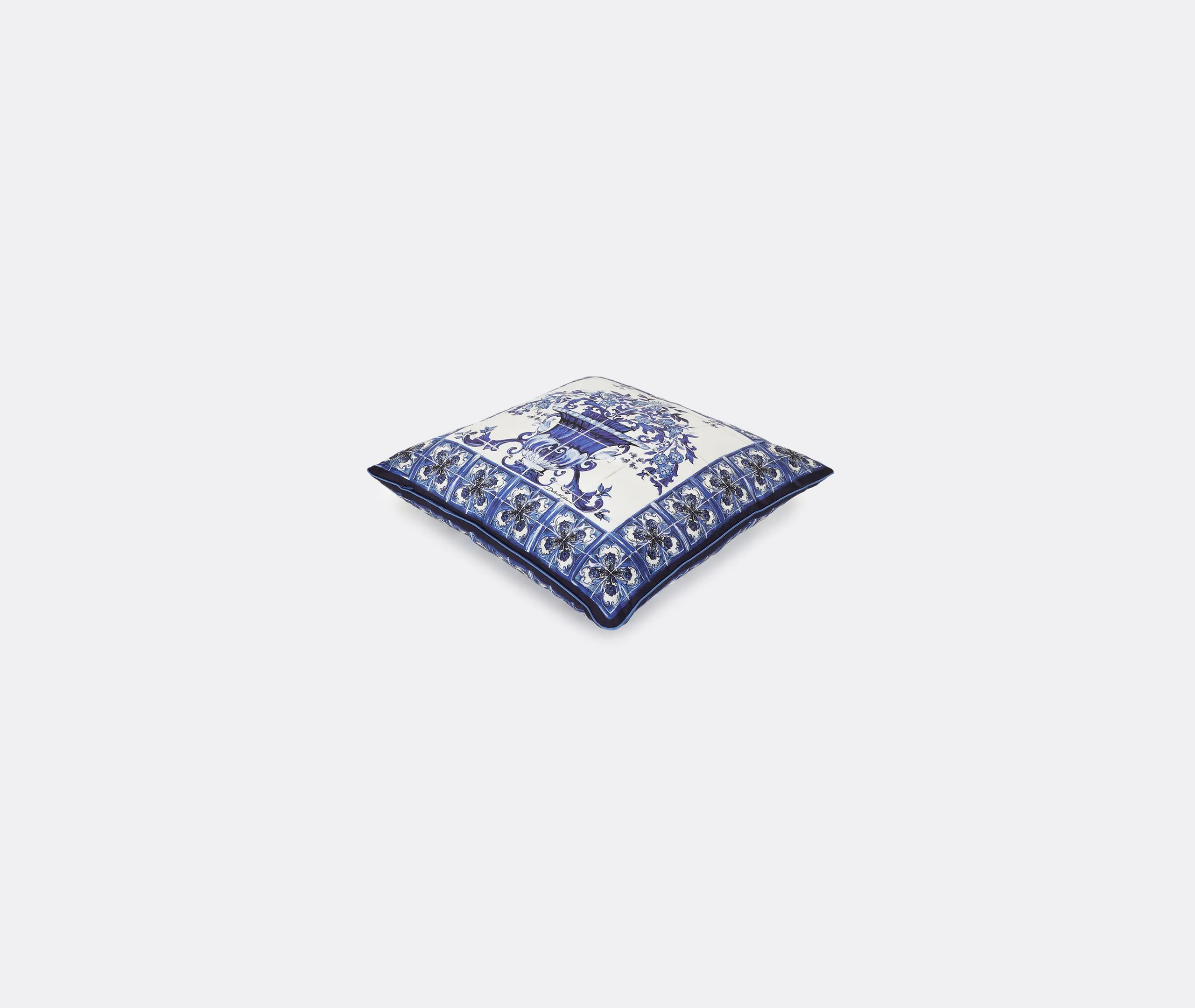 Blu Mediterraneo Small Silk Twill Cushion - Blue