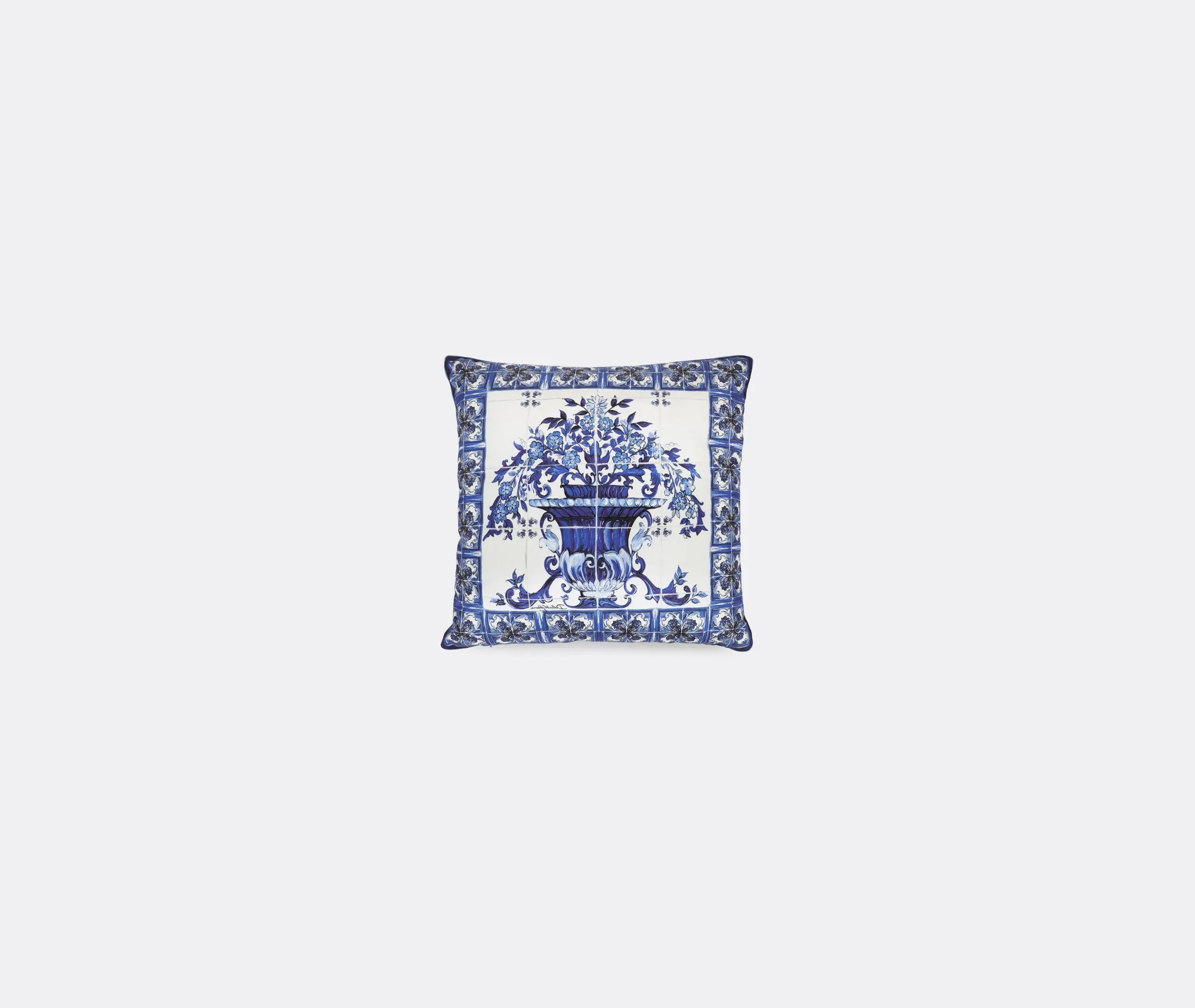 Blu Mediterraneo Small Silk Twill Cushion - Blue