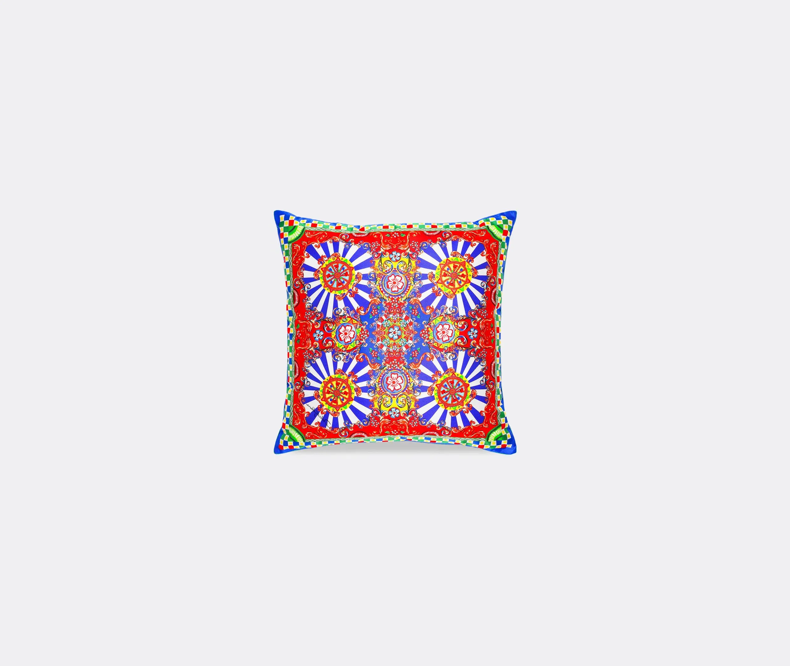 Carretto Siciliano Medium Silk Twill Cushion - Multicolor