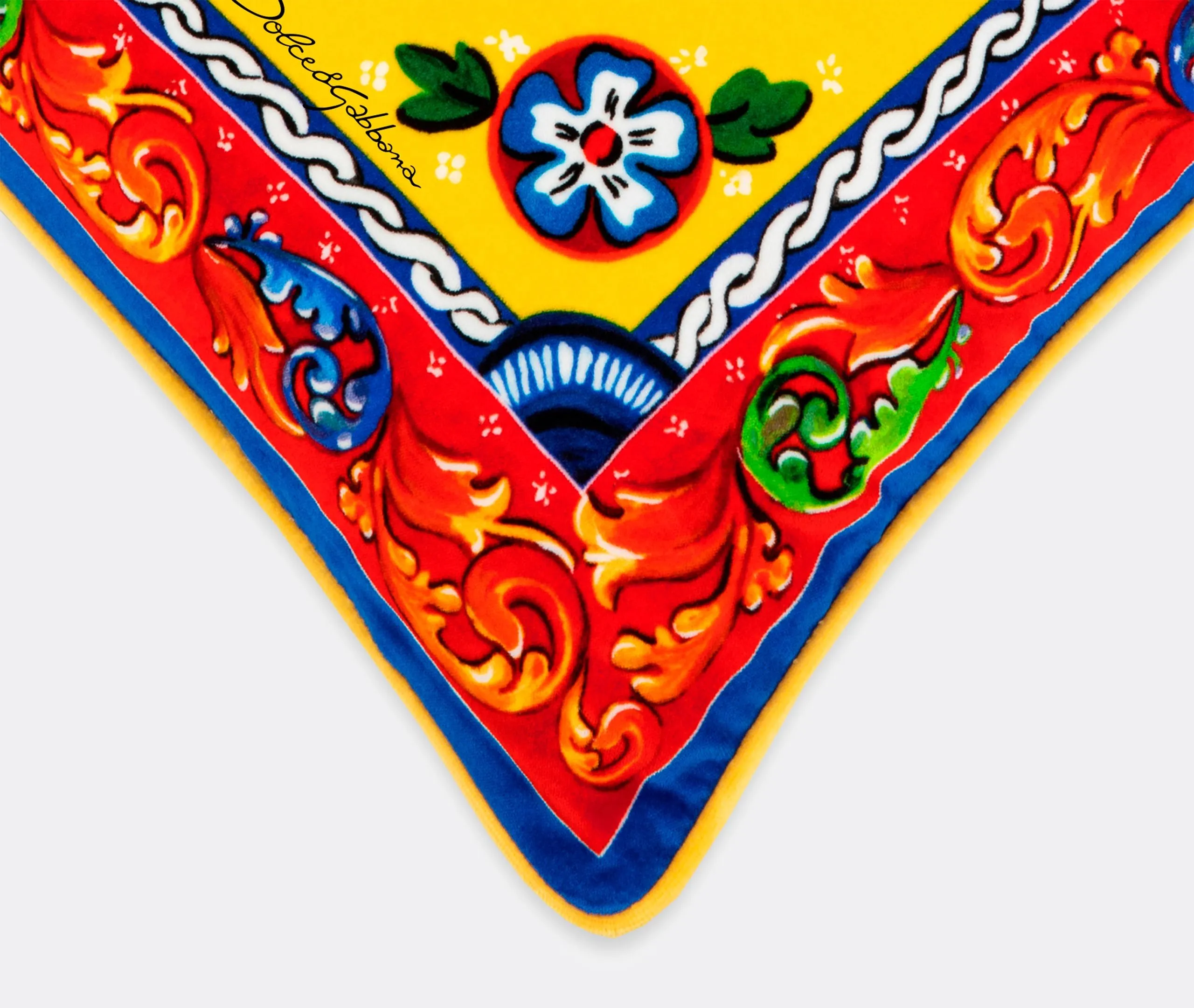 Carretto Siciliano Medium Velvet Cushion - Multicolor