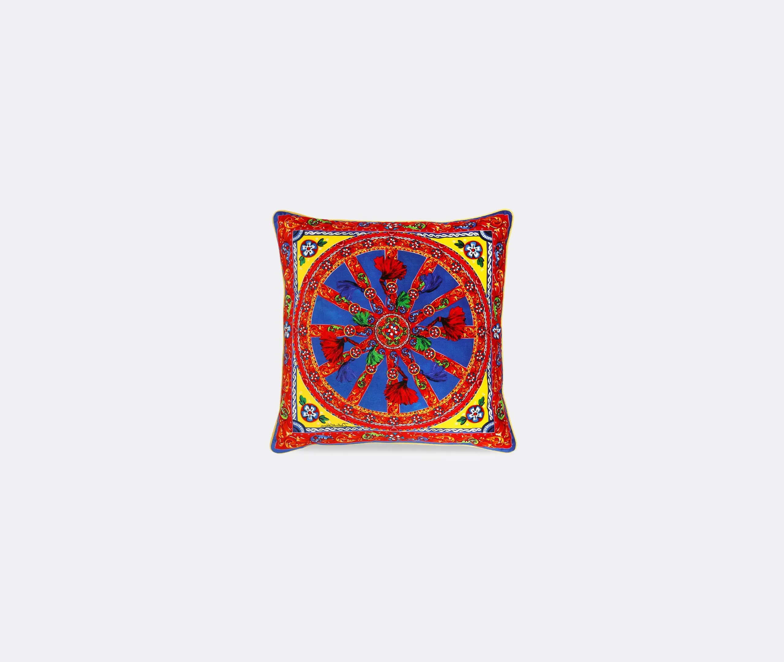 Carretto Siciliano Medium Velvet Cushion - Multicolor