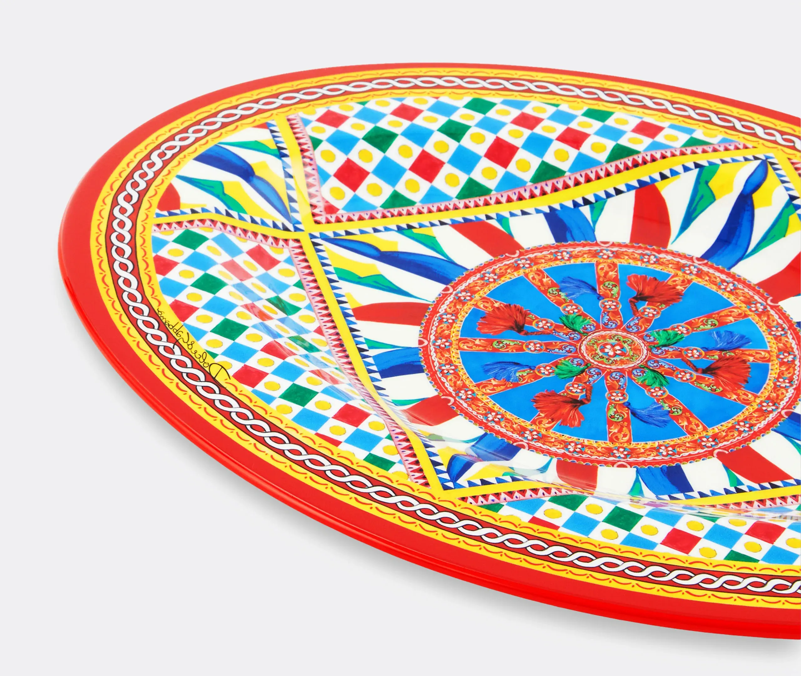 Carretto Siciliano Round Wooden Tray - Multicolor
