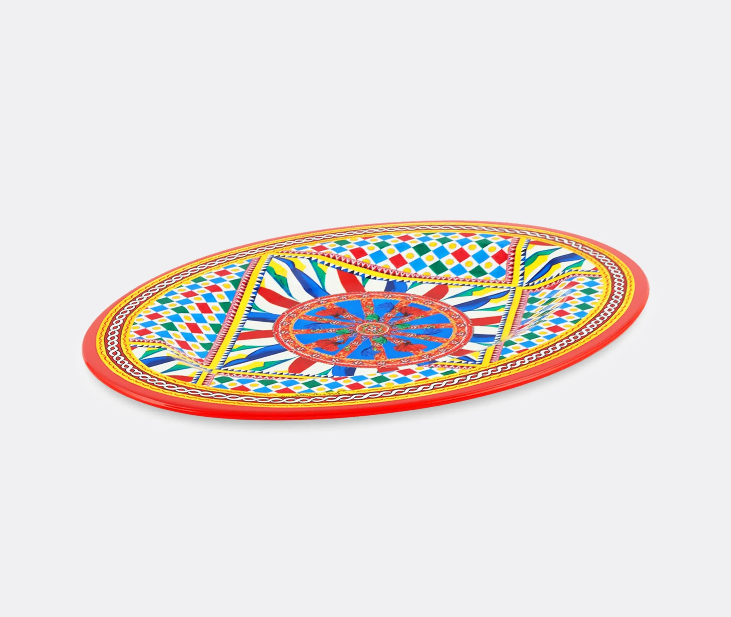 Carretto Siciliano Round Wooden Tray - Multicolor