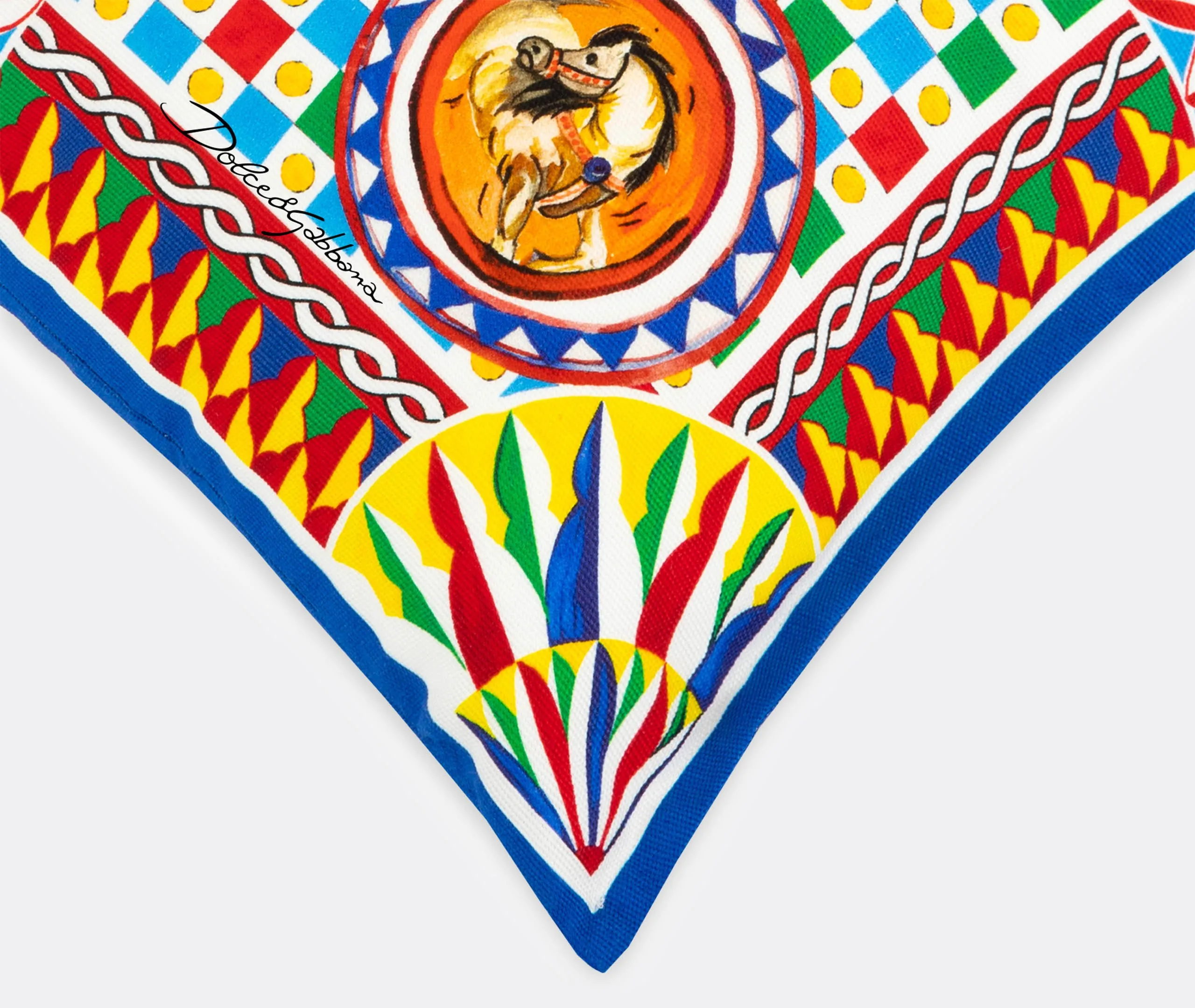 Carretto Siciliano Small Canvas Cushion - Multicolor