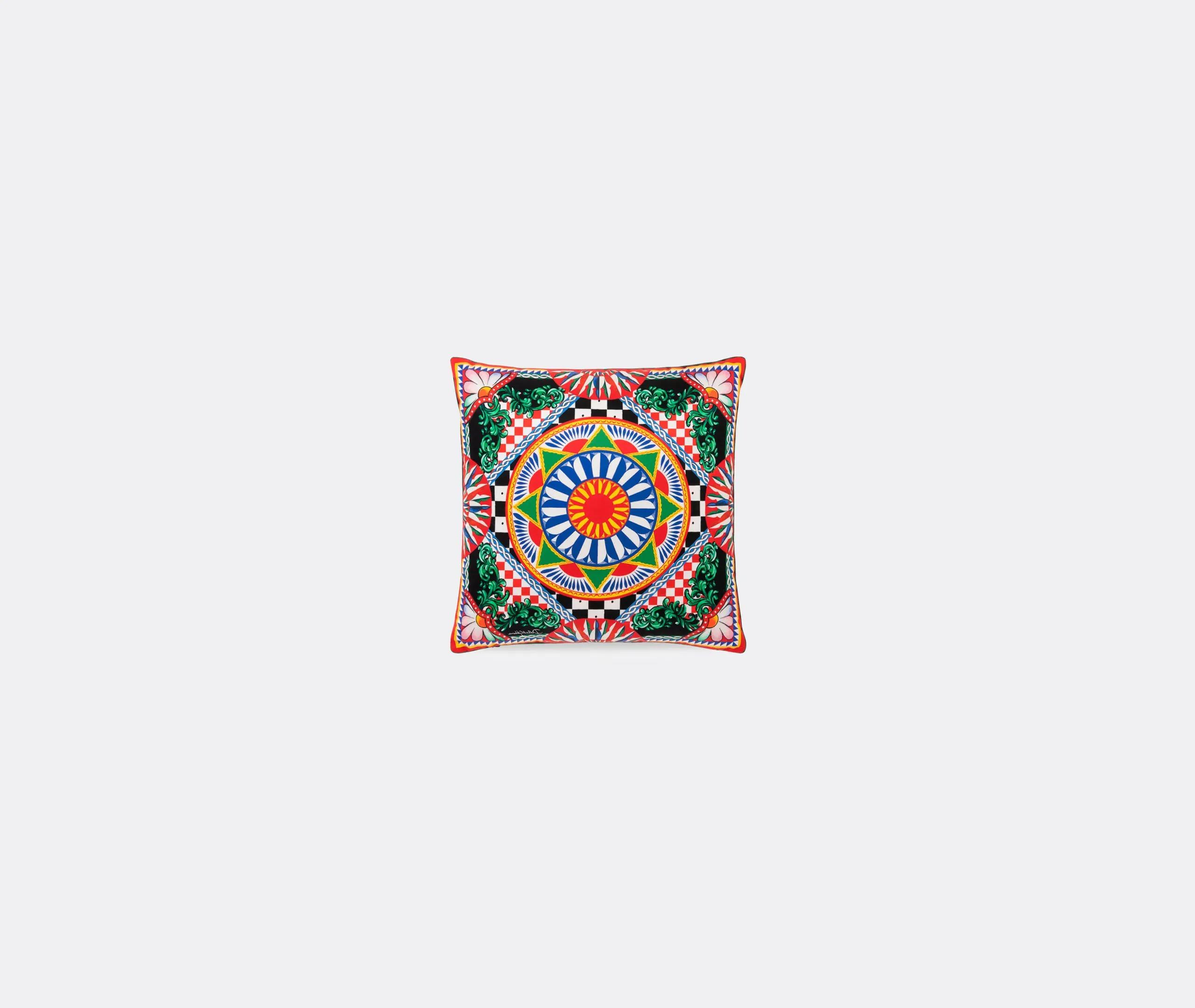 Carretto Siciliano Small Silk Twill Cushion - Multicolor image