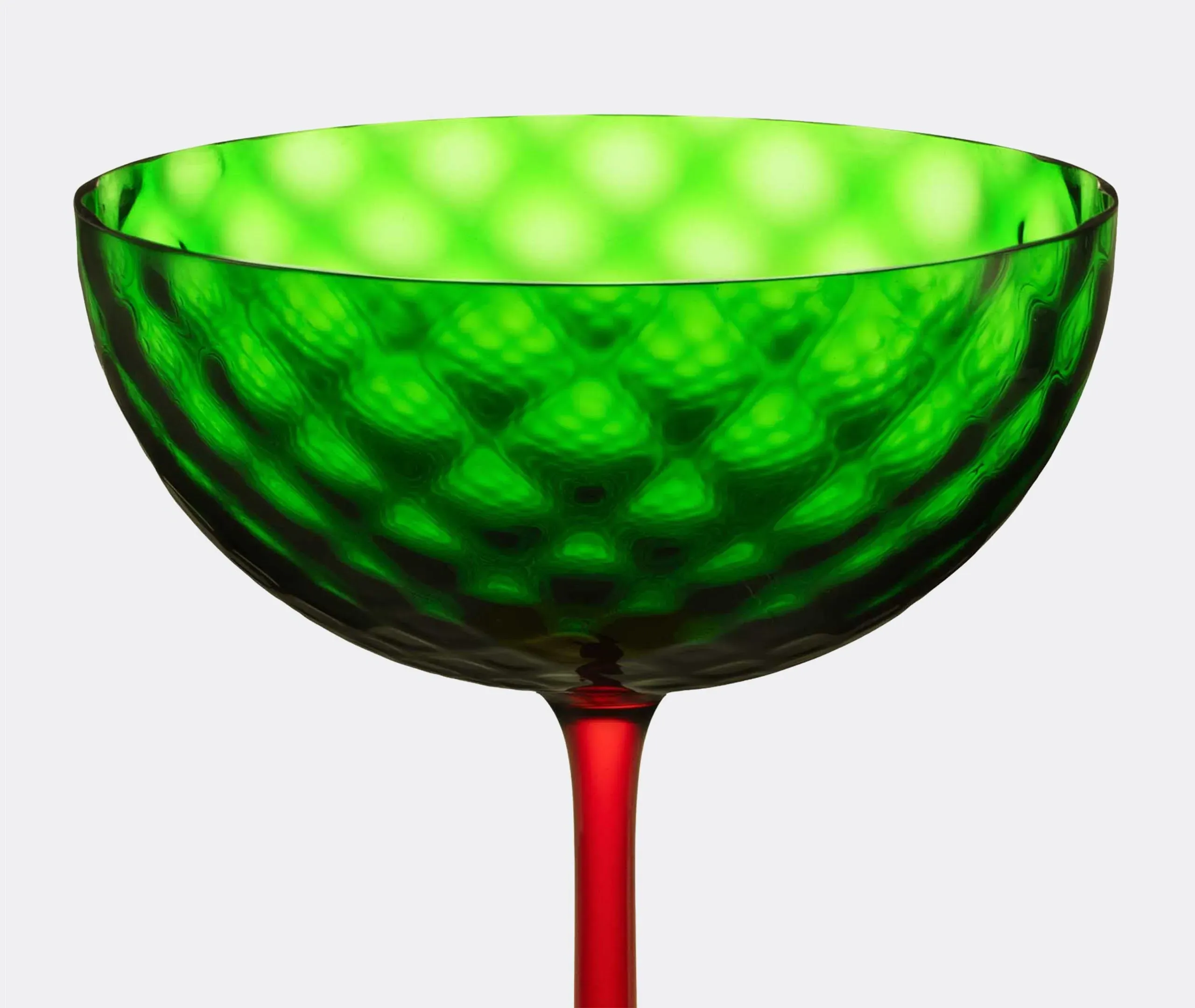 Champagne Glass with Diamond Pattern - Green, Glass