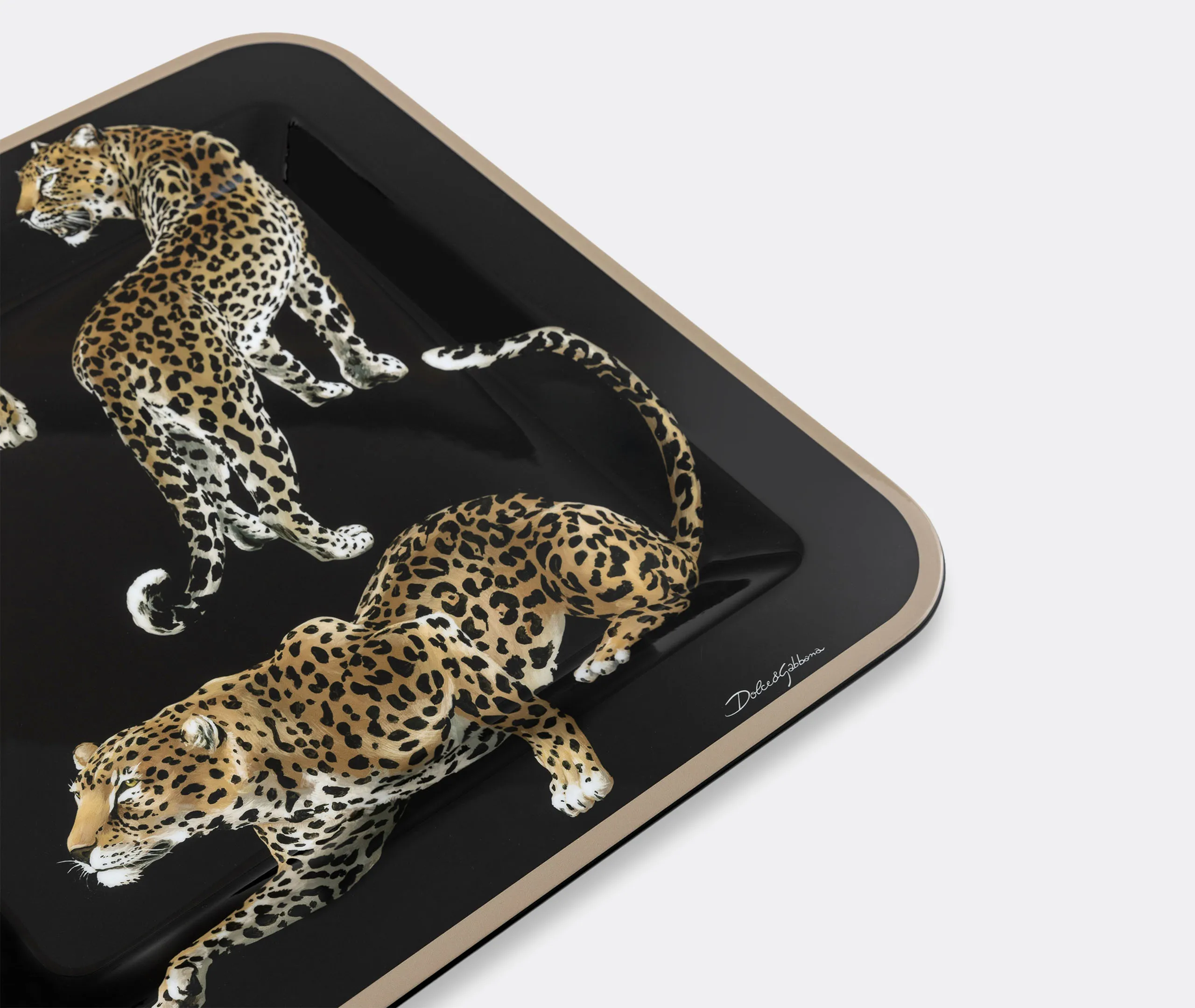 Leopardo Medium Square Lacquered Wooden Tray - Multicolor alternate view