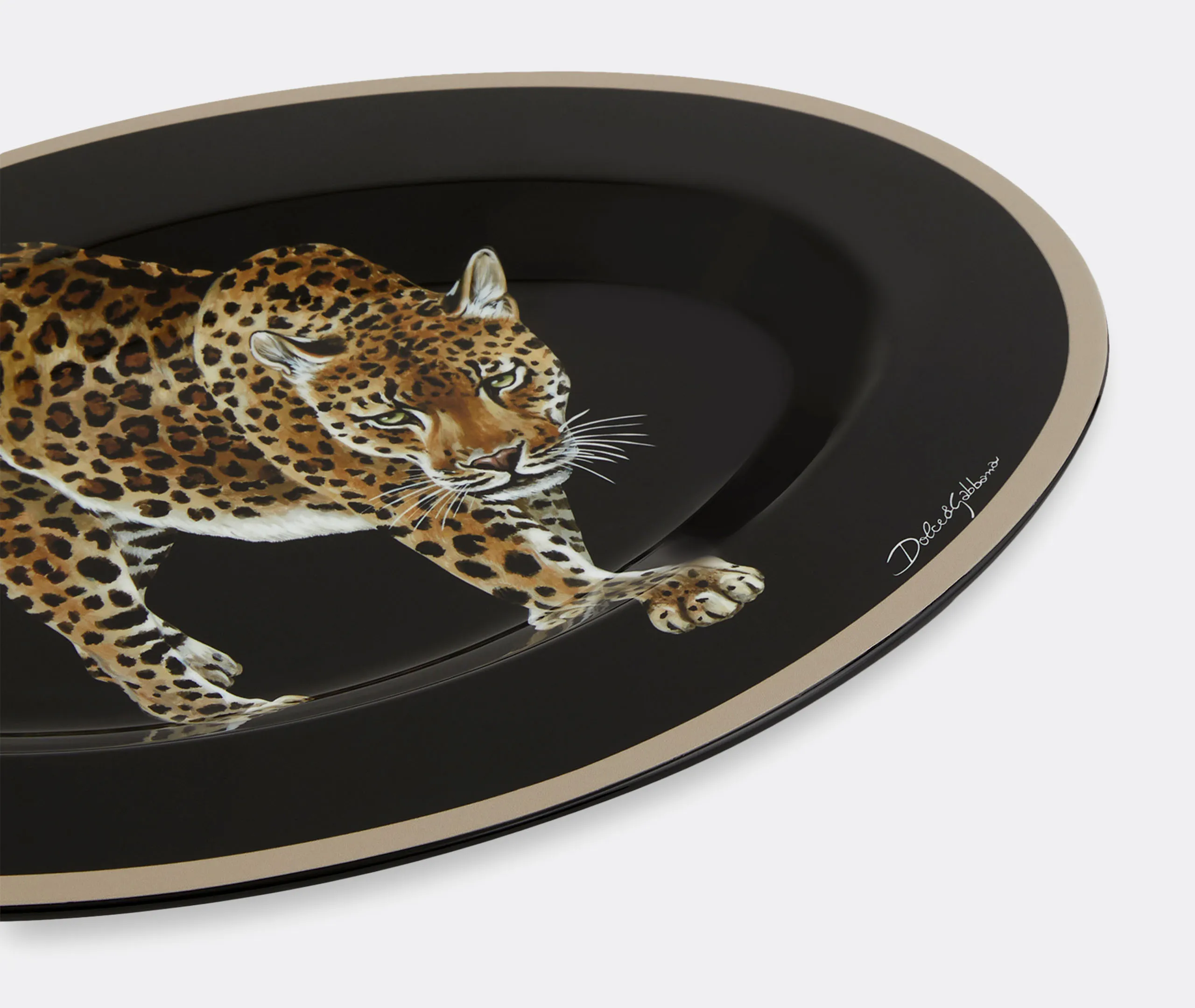 Leopardo Round Wooden Tray - Multicolor