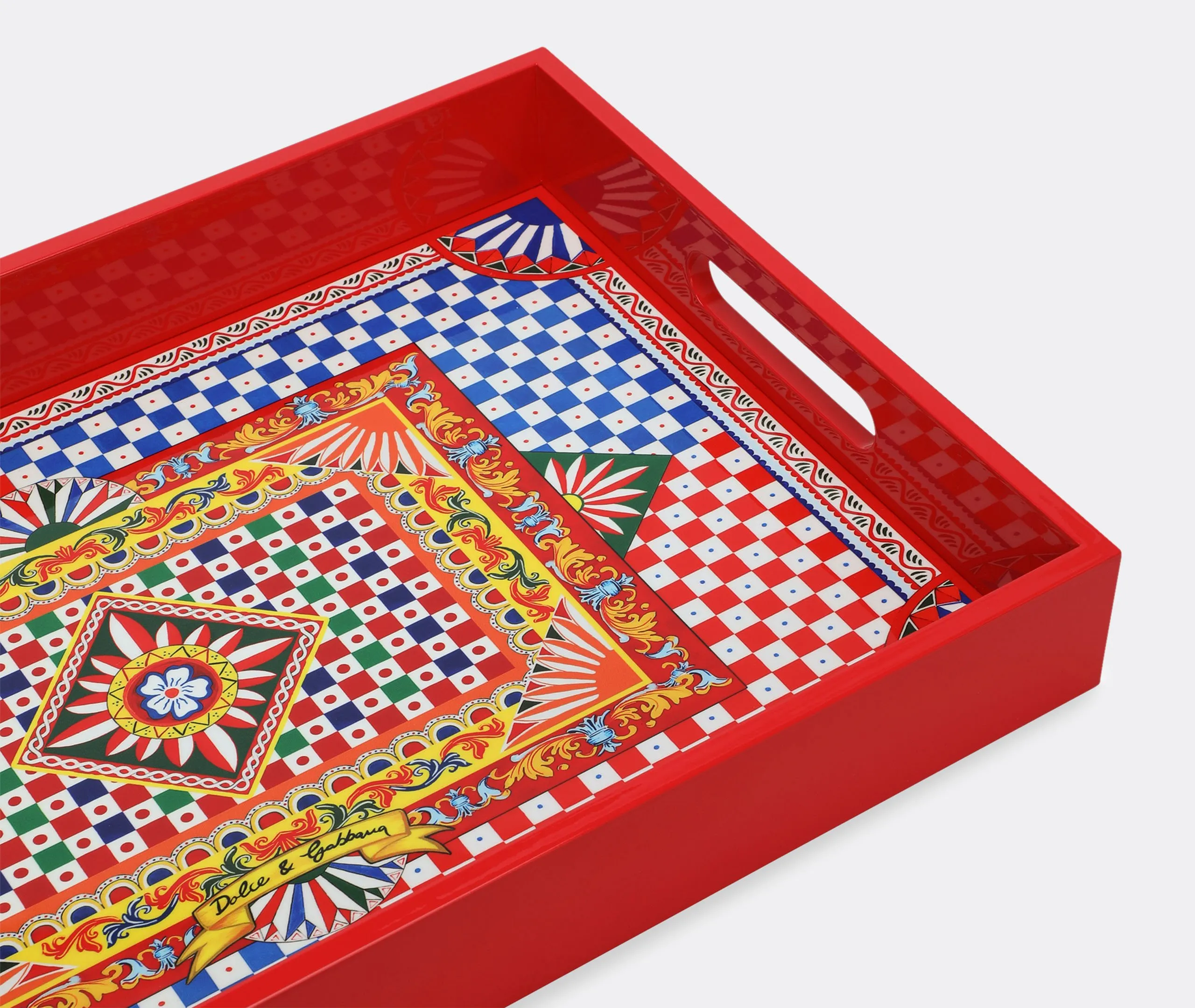 Rectangular Serving Tray Sicilian Print - Wood