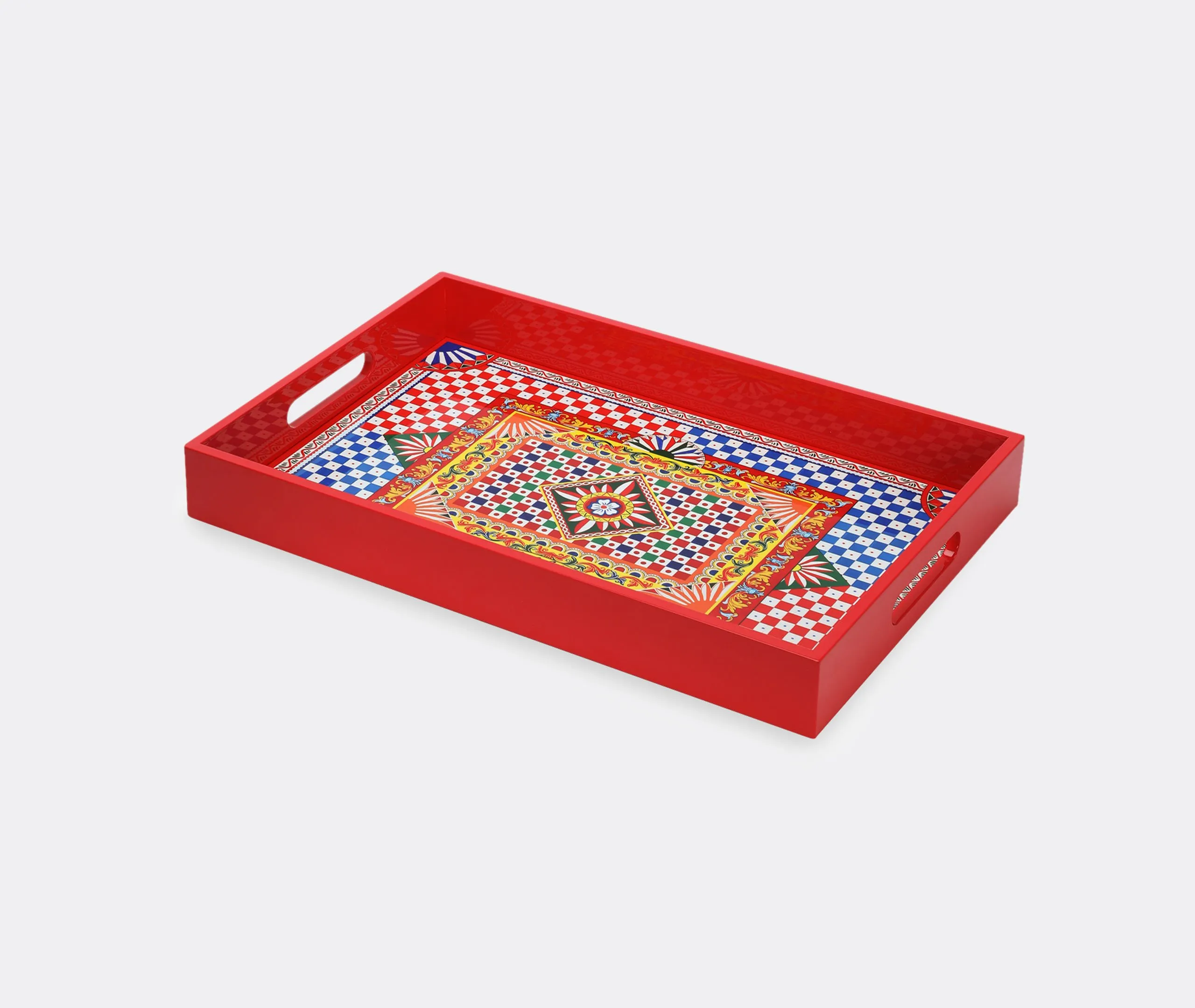 Rectangular Serving Tray Sicilian Print - Wood