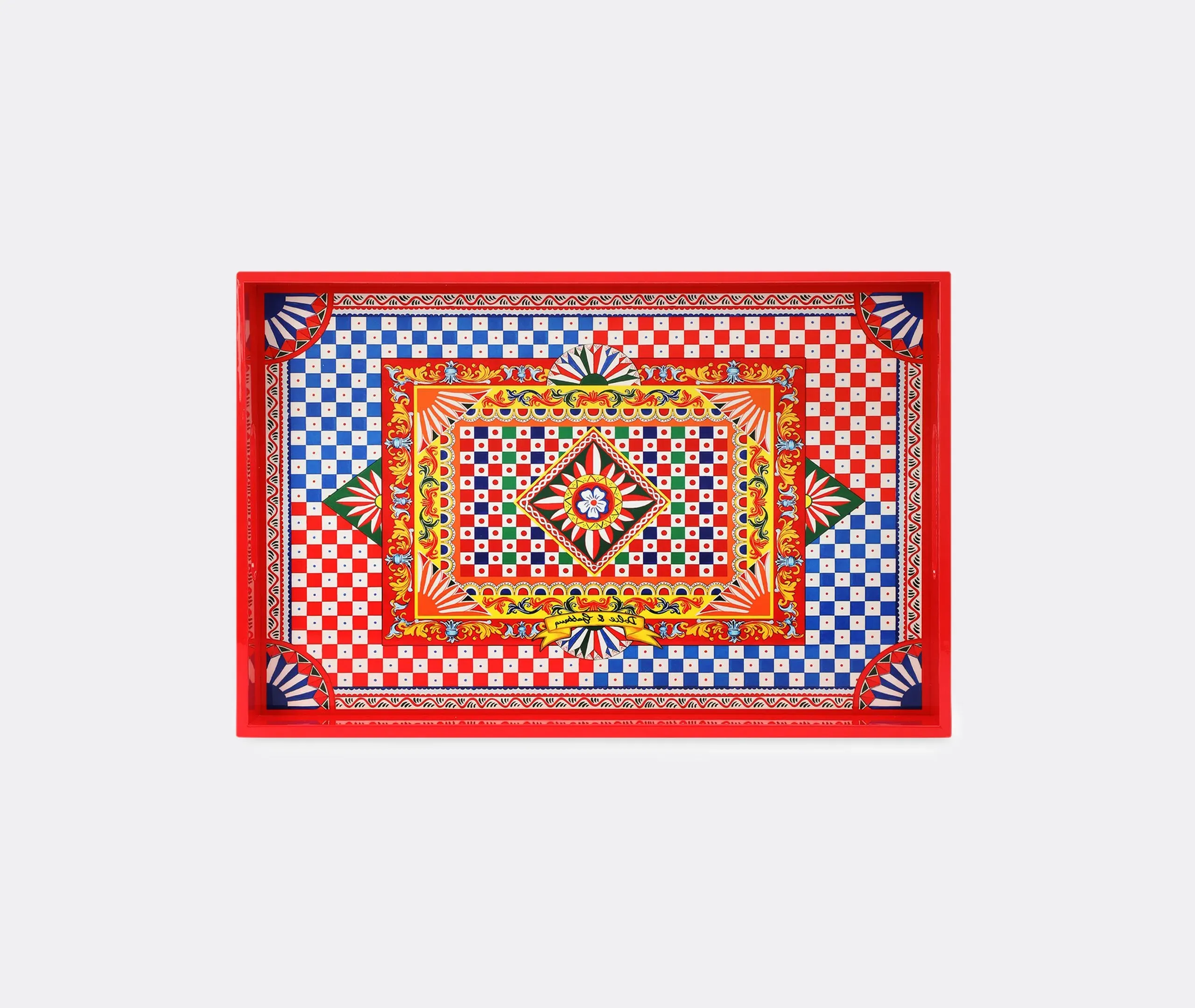 Rectangular Serving Tray Sicilian Print - Wood