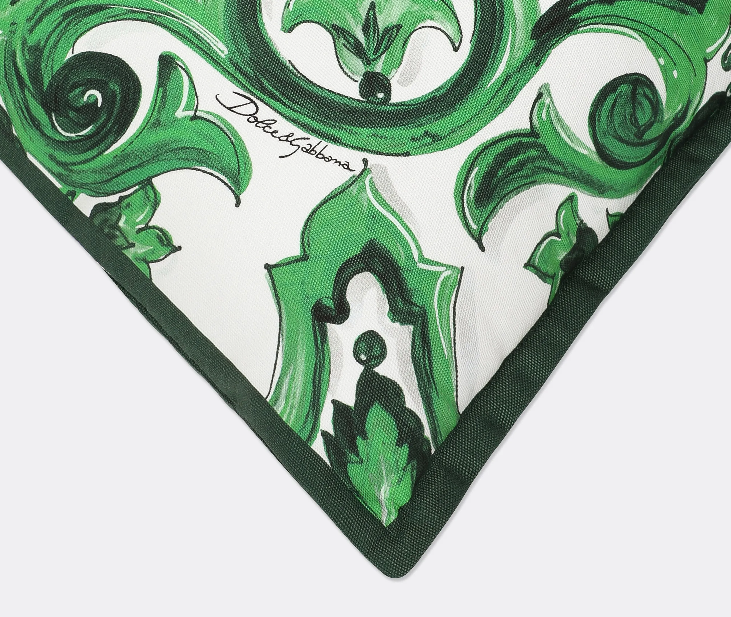 Small Cushion with Maiolica Pattern - Green, Cotton