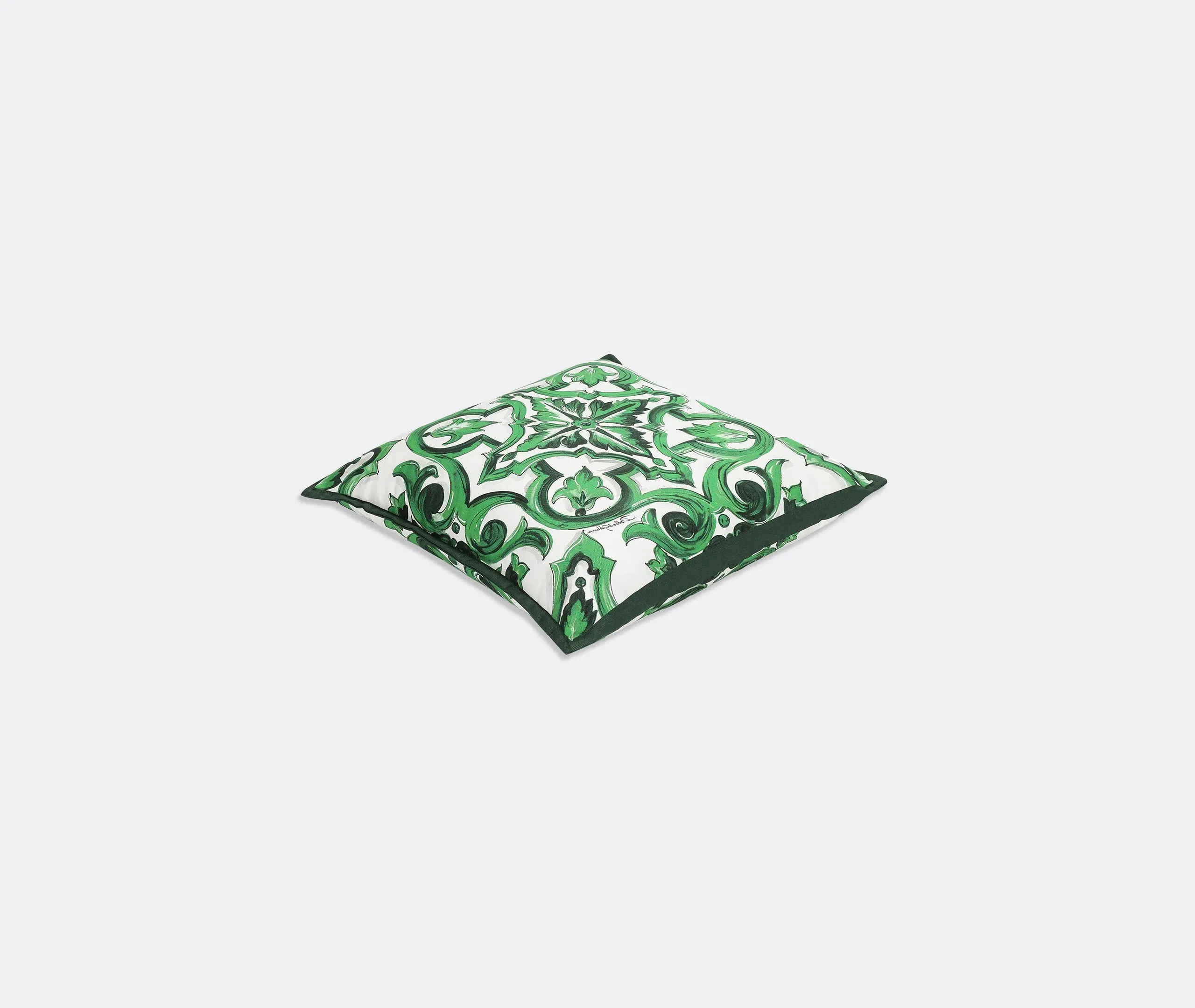 Small Cushion with Maiolica Pattern - Green, Cotton