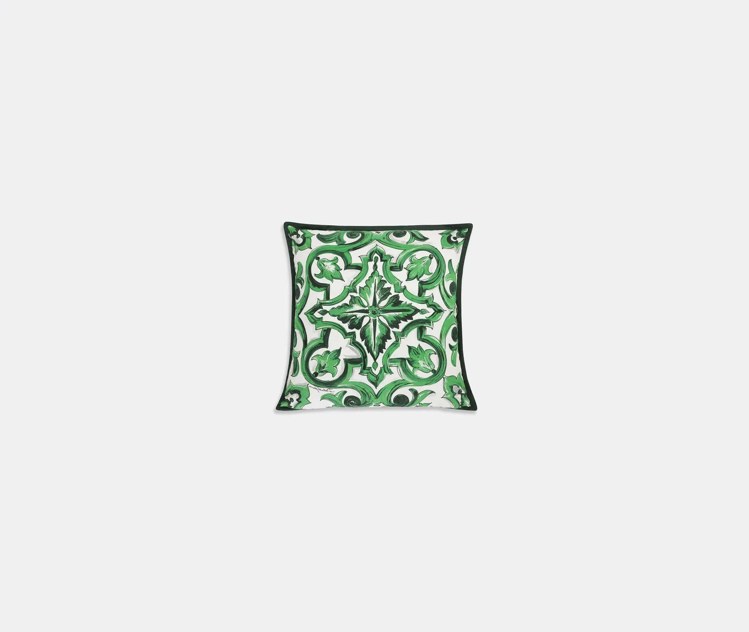 Small Cushion with Maiolica Pattern - Green, Cotton