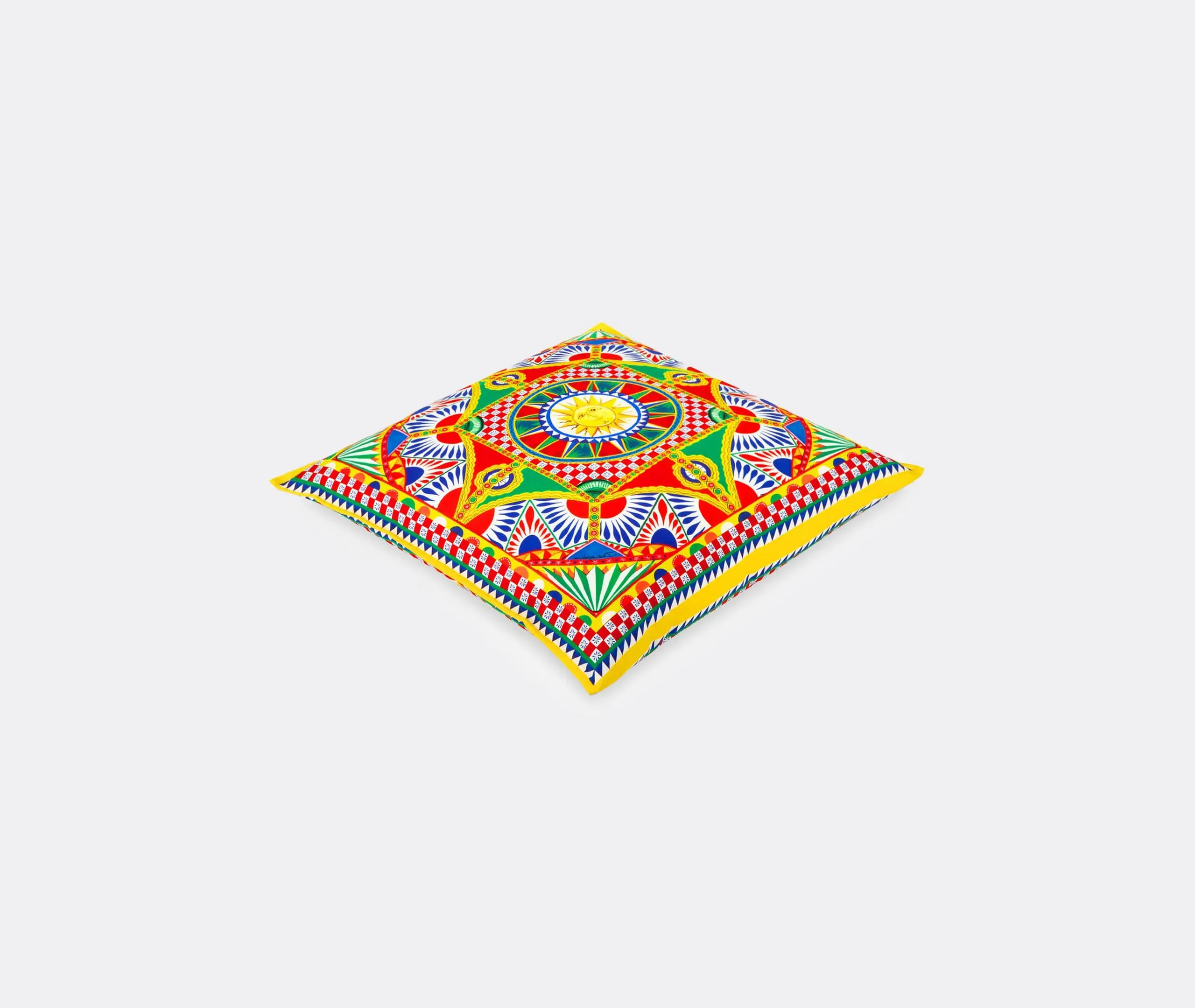 Square Cushion with Border - Multicolor, Canvas
