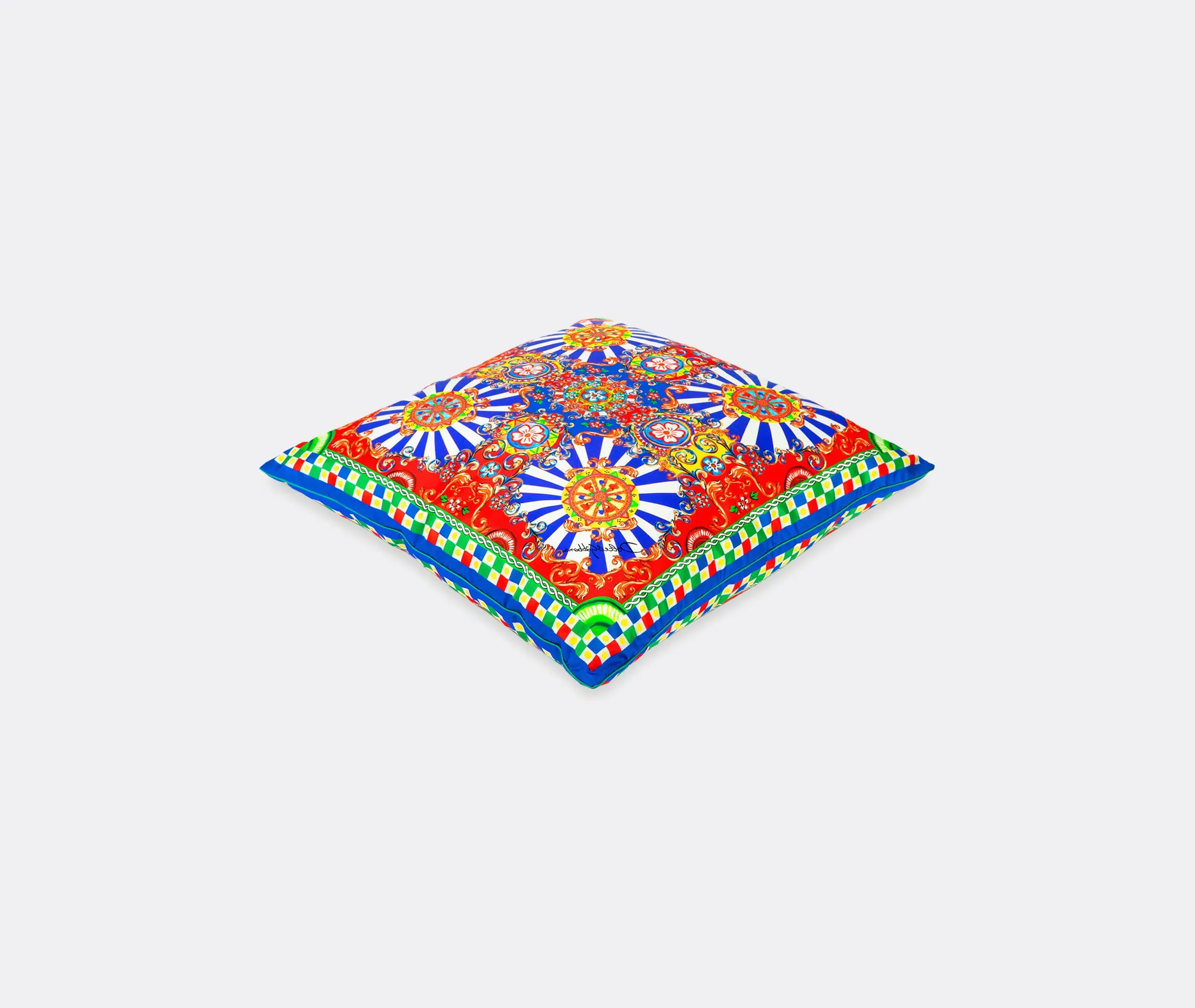 Square Cushion with Piping - Multicolor, Silk