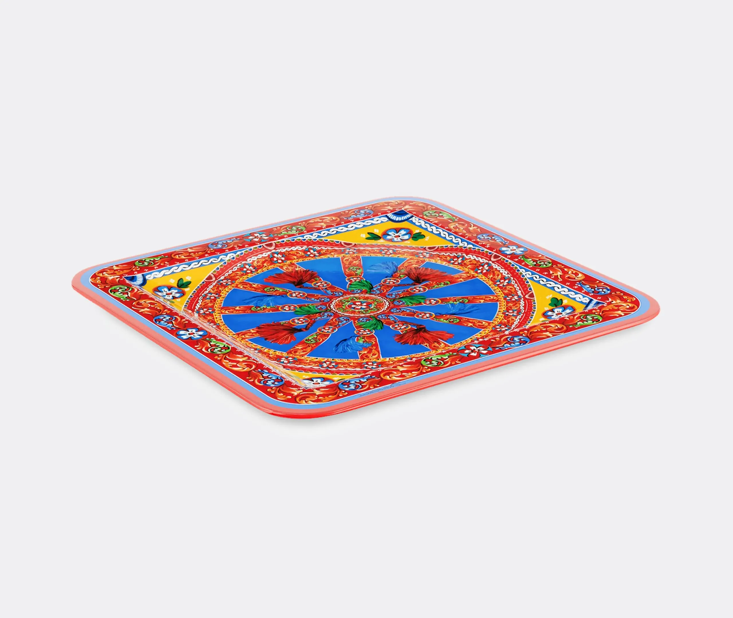 Square Serving Tray - Multicolor, Wood