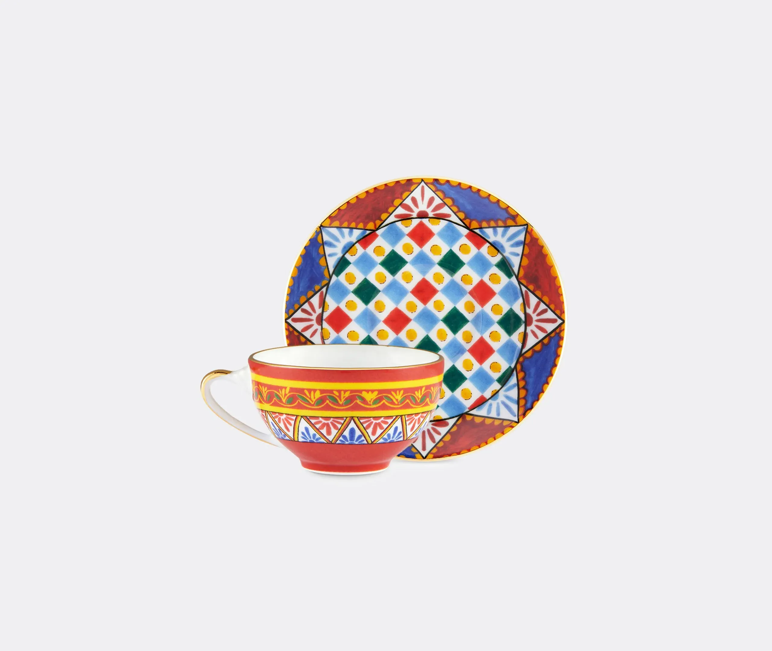 Teacup and Saucer Set - Multicolor, Porcelain