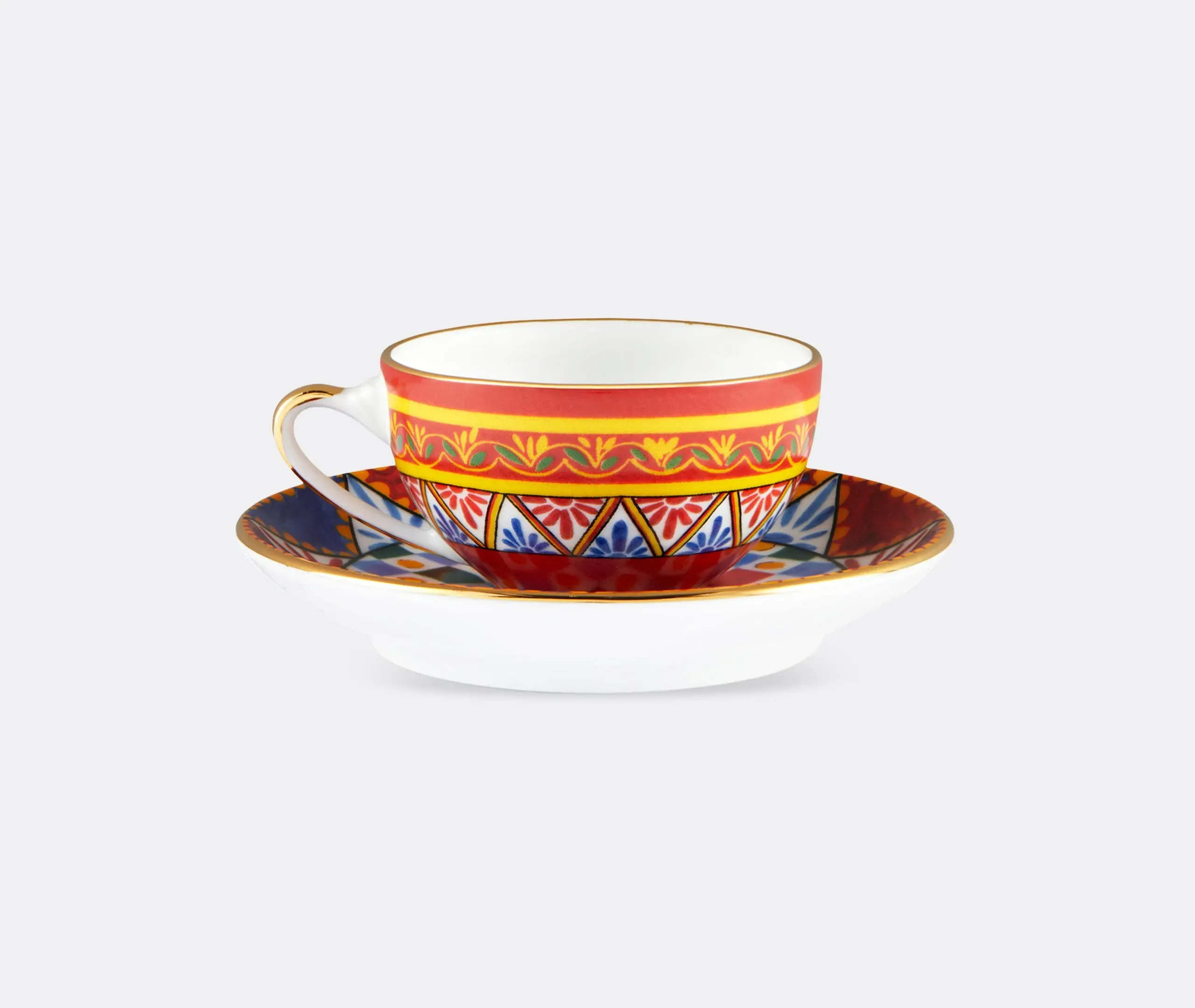 Teacup and Saucer Set - Multicolor, Porcelain