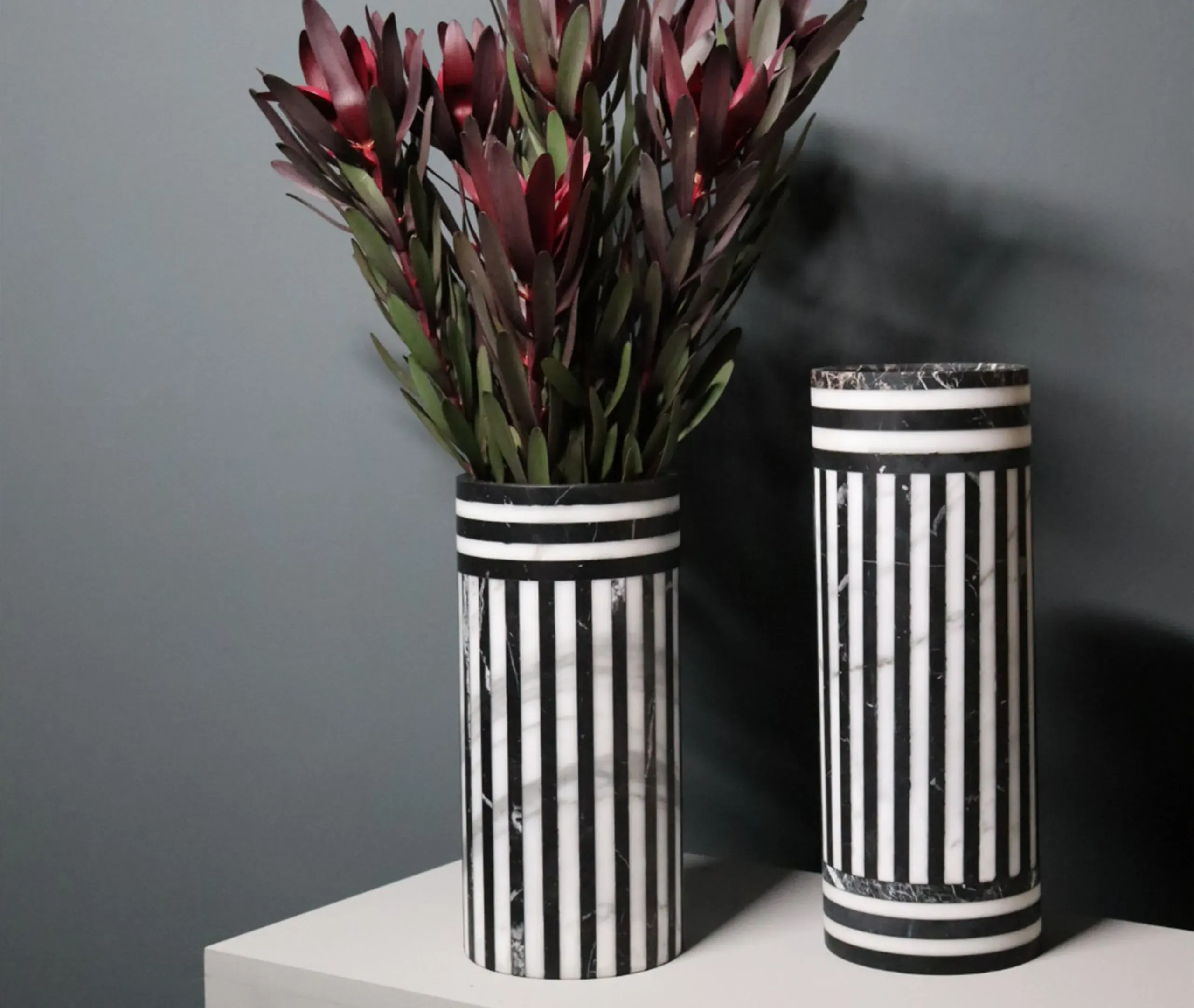 Cylindrical Vase with Marble Pattern - Multicolor