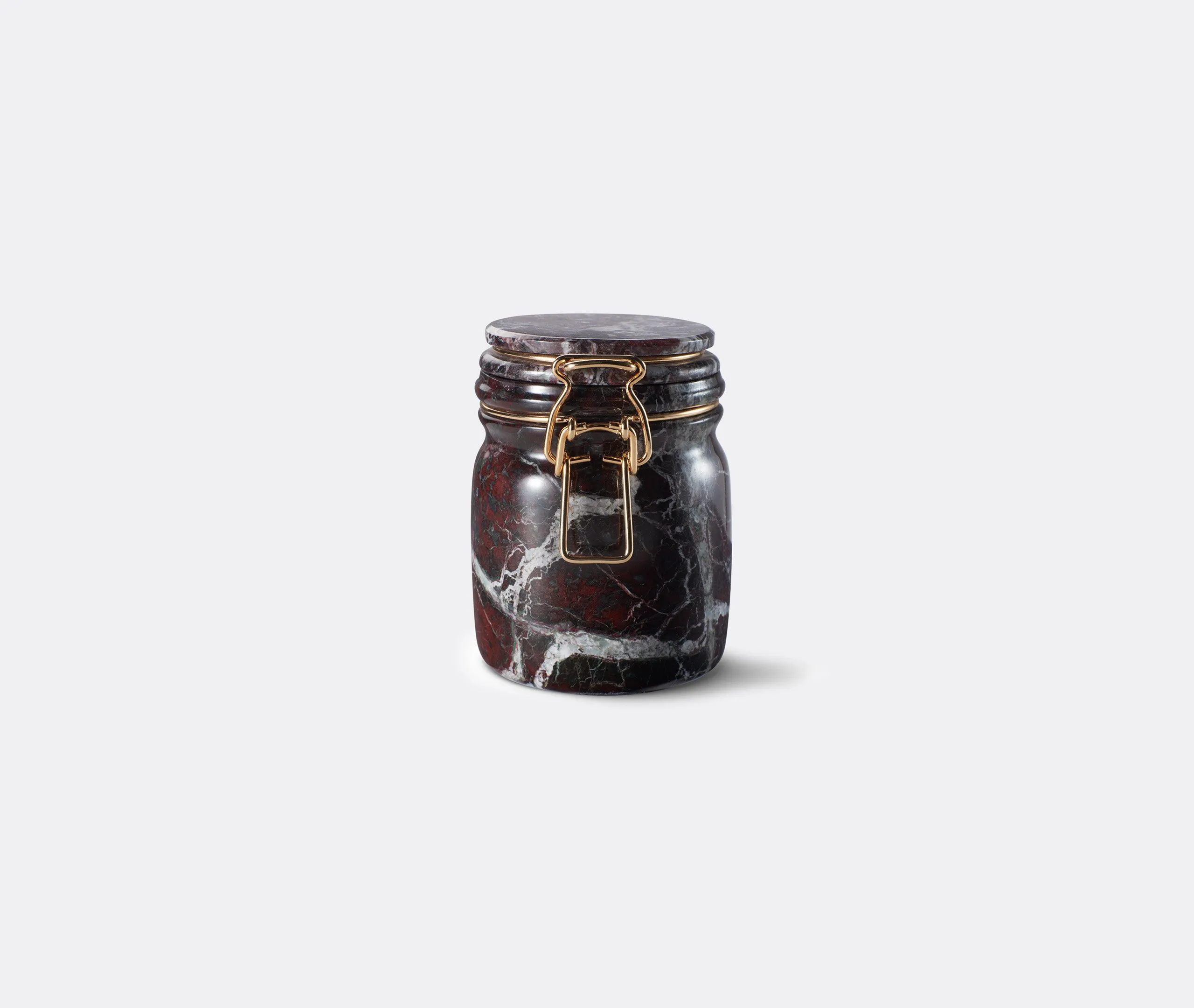 Miss Marble Storage Jar with Brass Latch - Red, Levanto Marble image