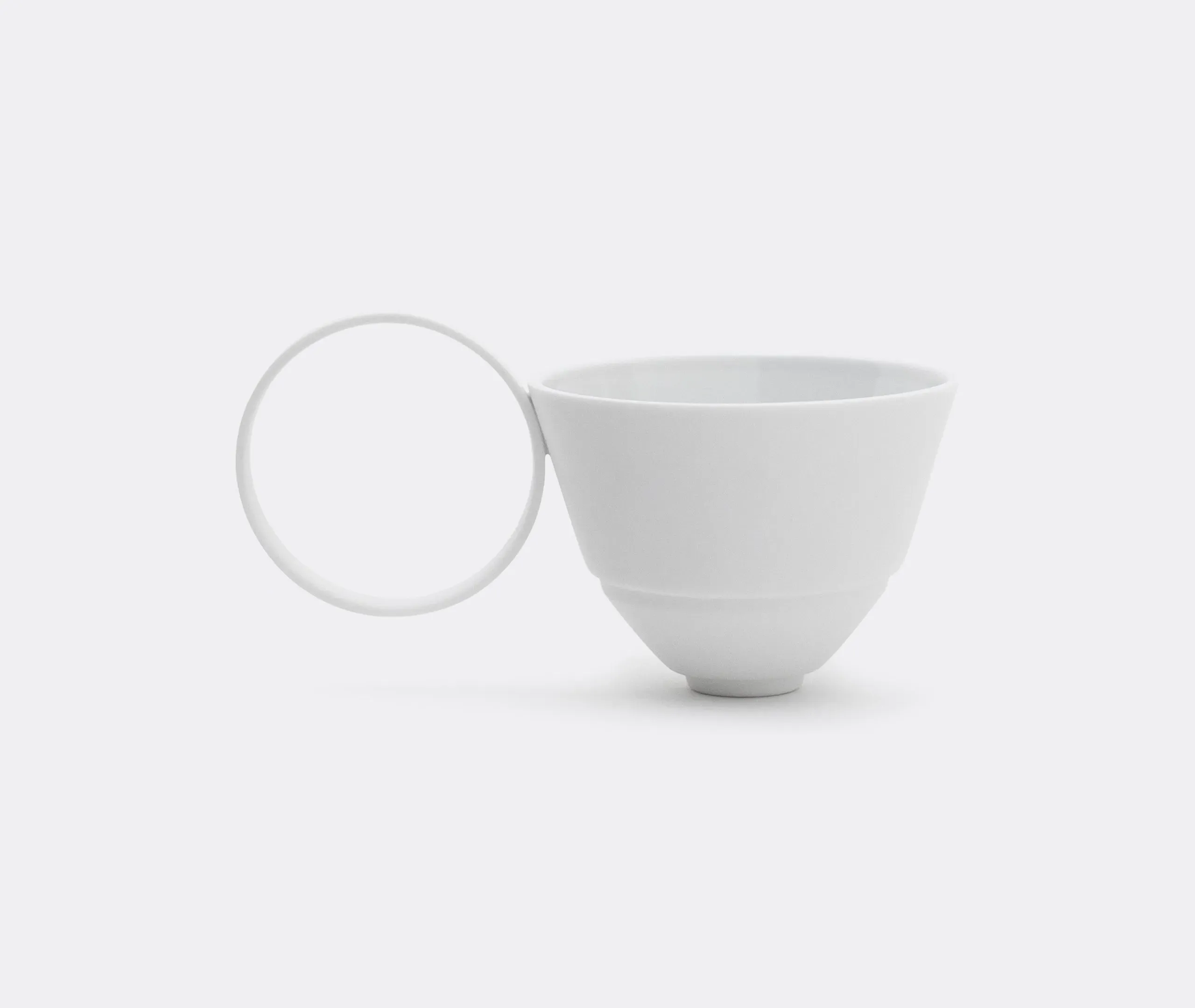 Set of 2 Circle Teacups - White, Porcelain
