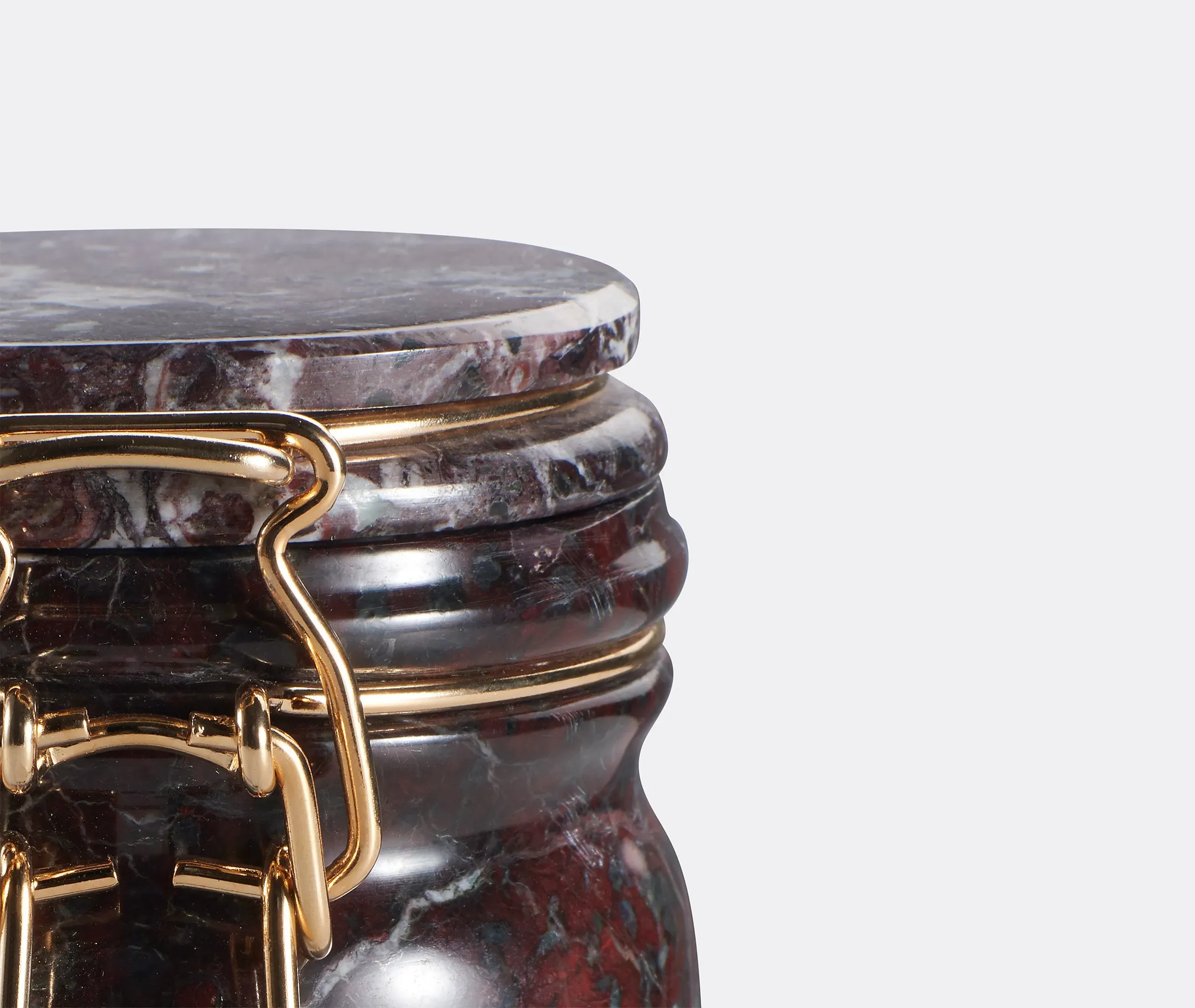 Storage Jar with Brass Latch - Red, Marble