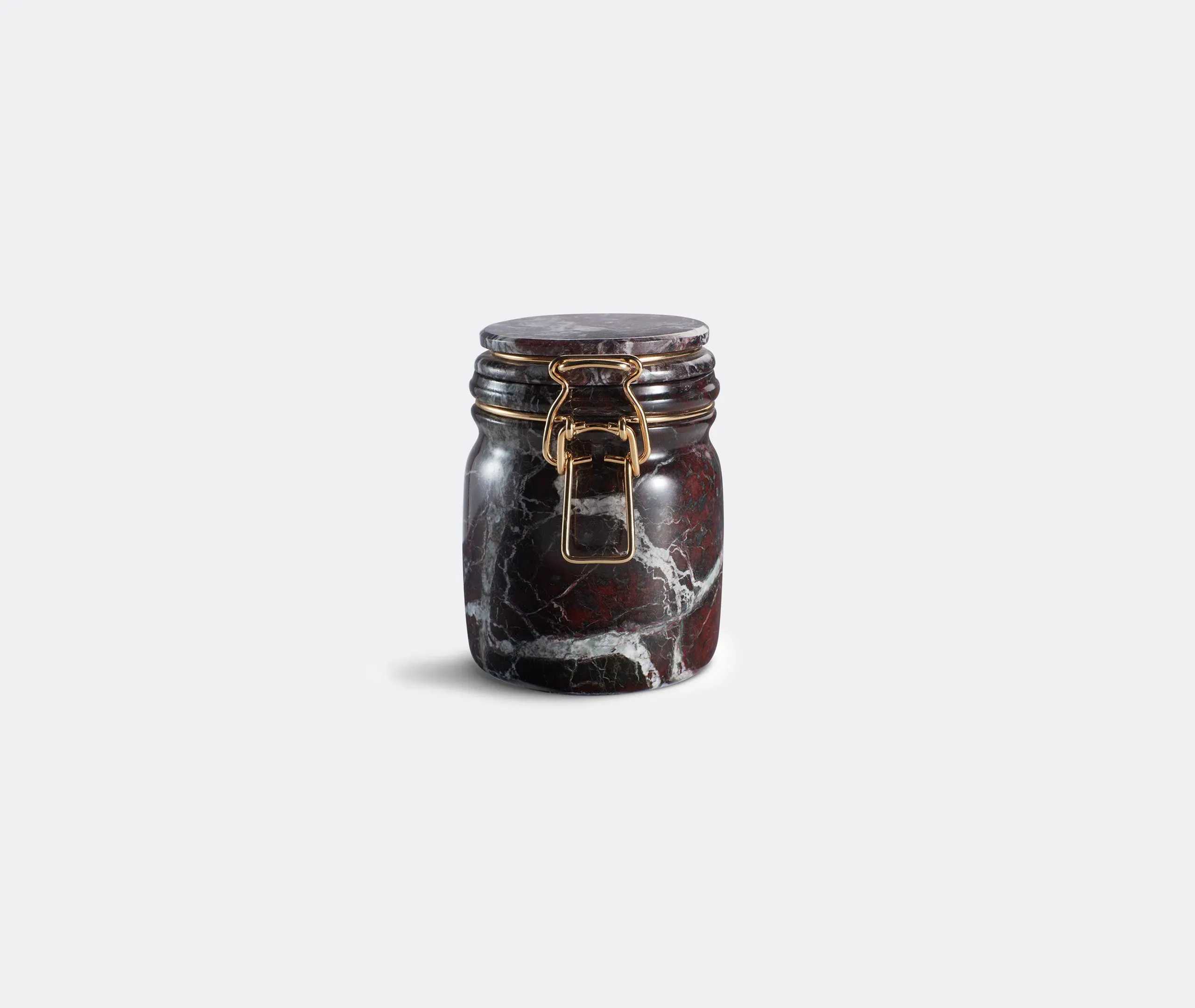 Storage Jar with Brass Latch - Red, Marble image